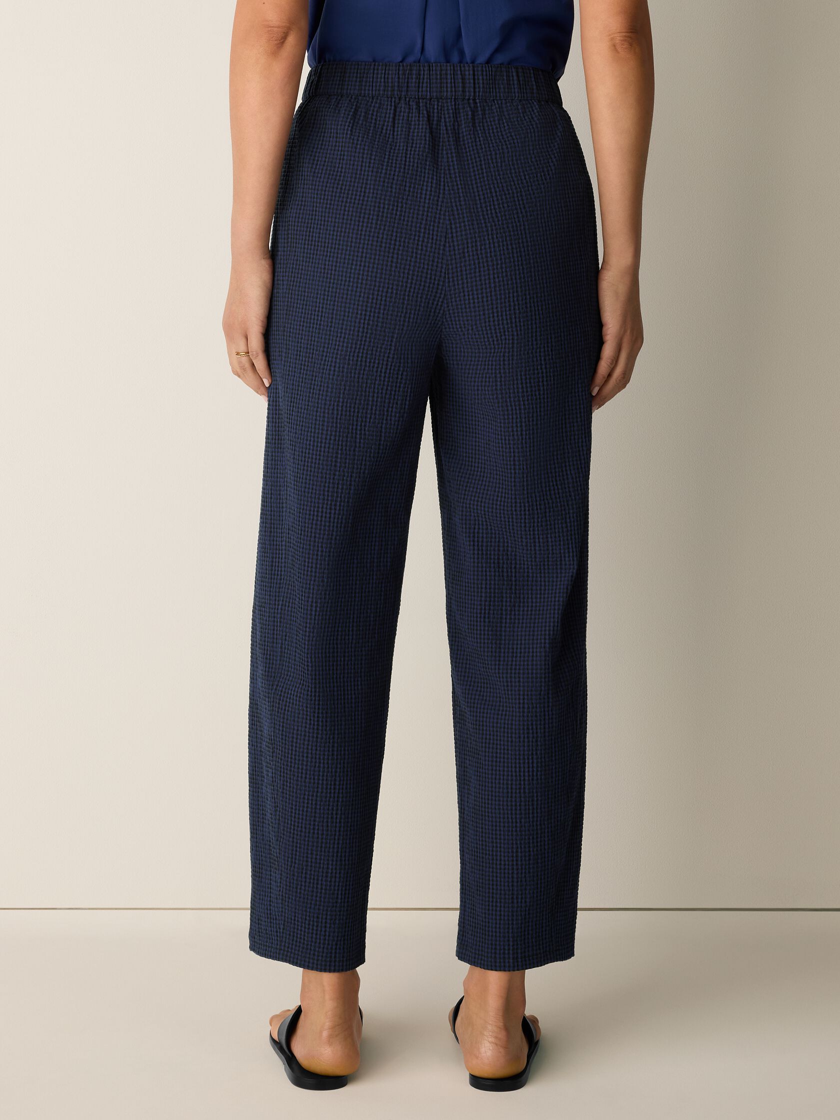 Organic Cotton Pucker Check Lantern Pant