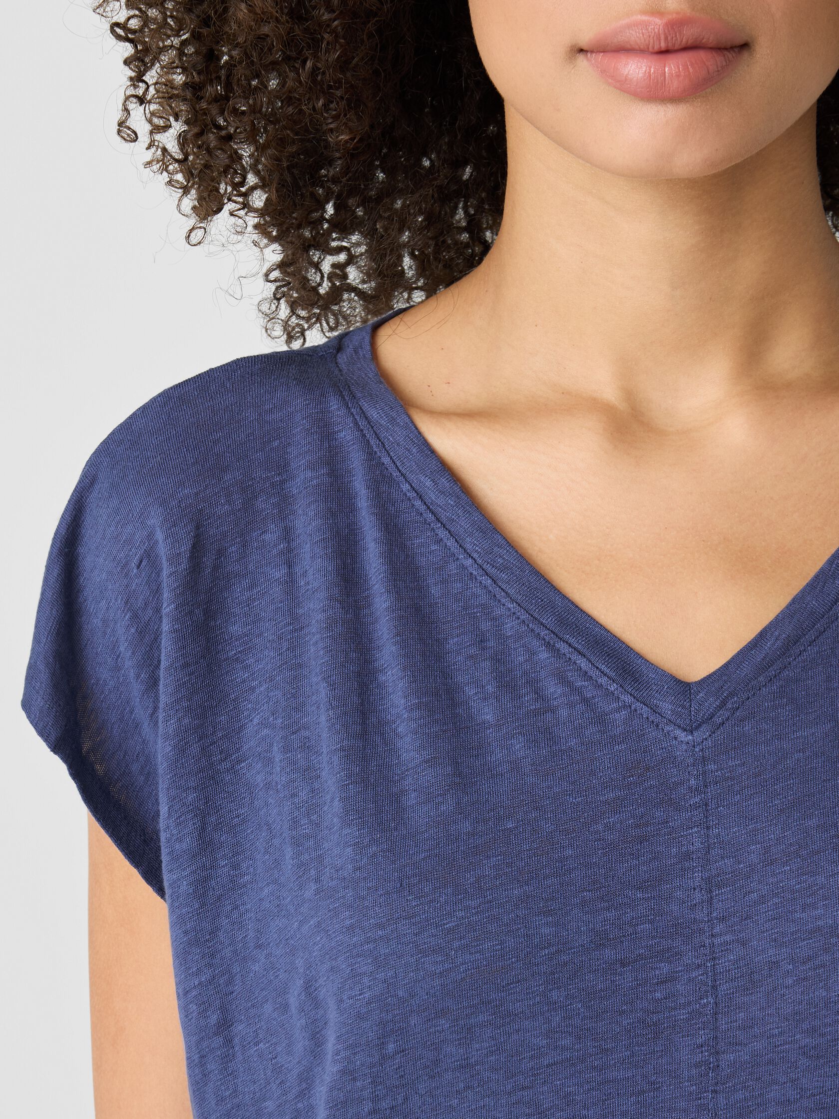 Organic Linen Jersey V-Neck Tee