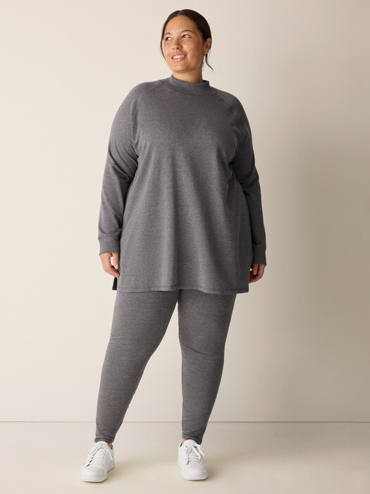 Cozy Brushed Terry Mock Neck Long Top