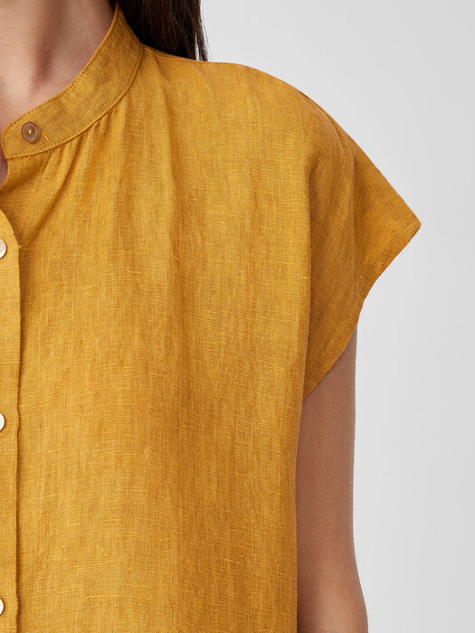 Washed Organic Linen Delave Shirtdress