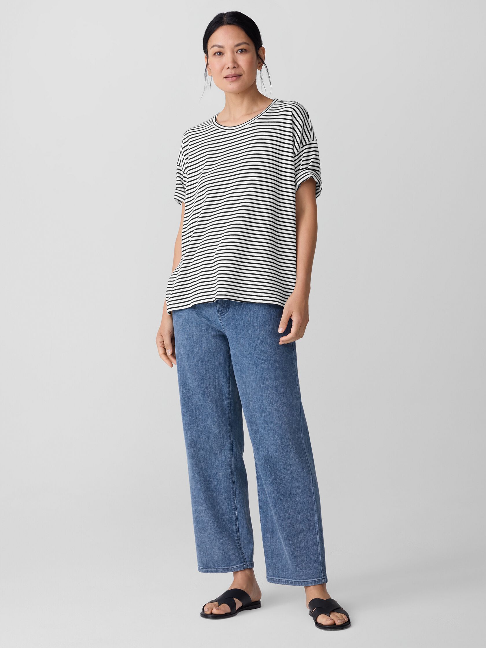 Striped Organic Cotton Slub Box-Top