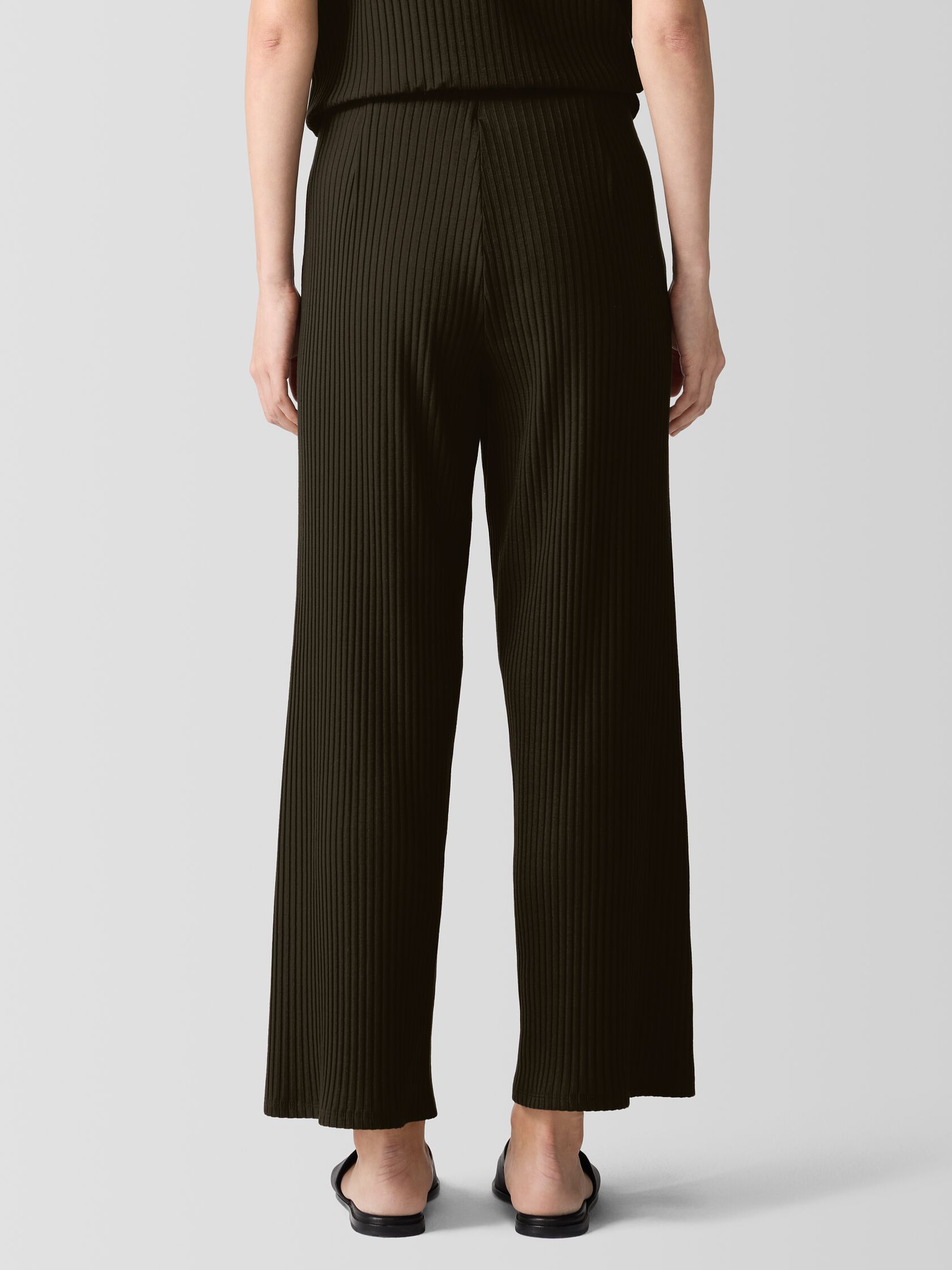Textured Stretch Rib Wide-Leg Pant