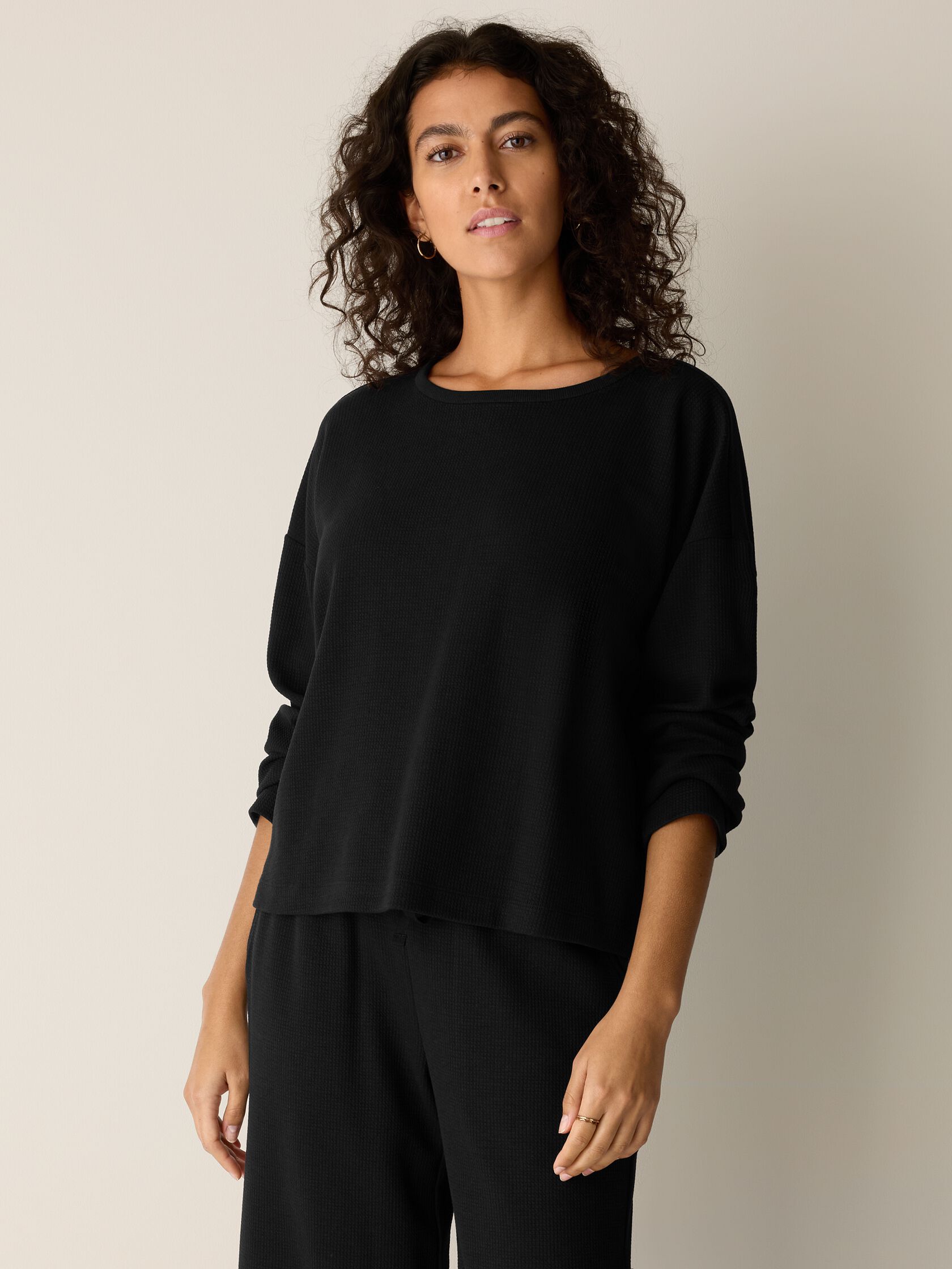Waffle Cotton Blend Doubleknit Box-Top