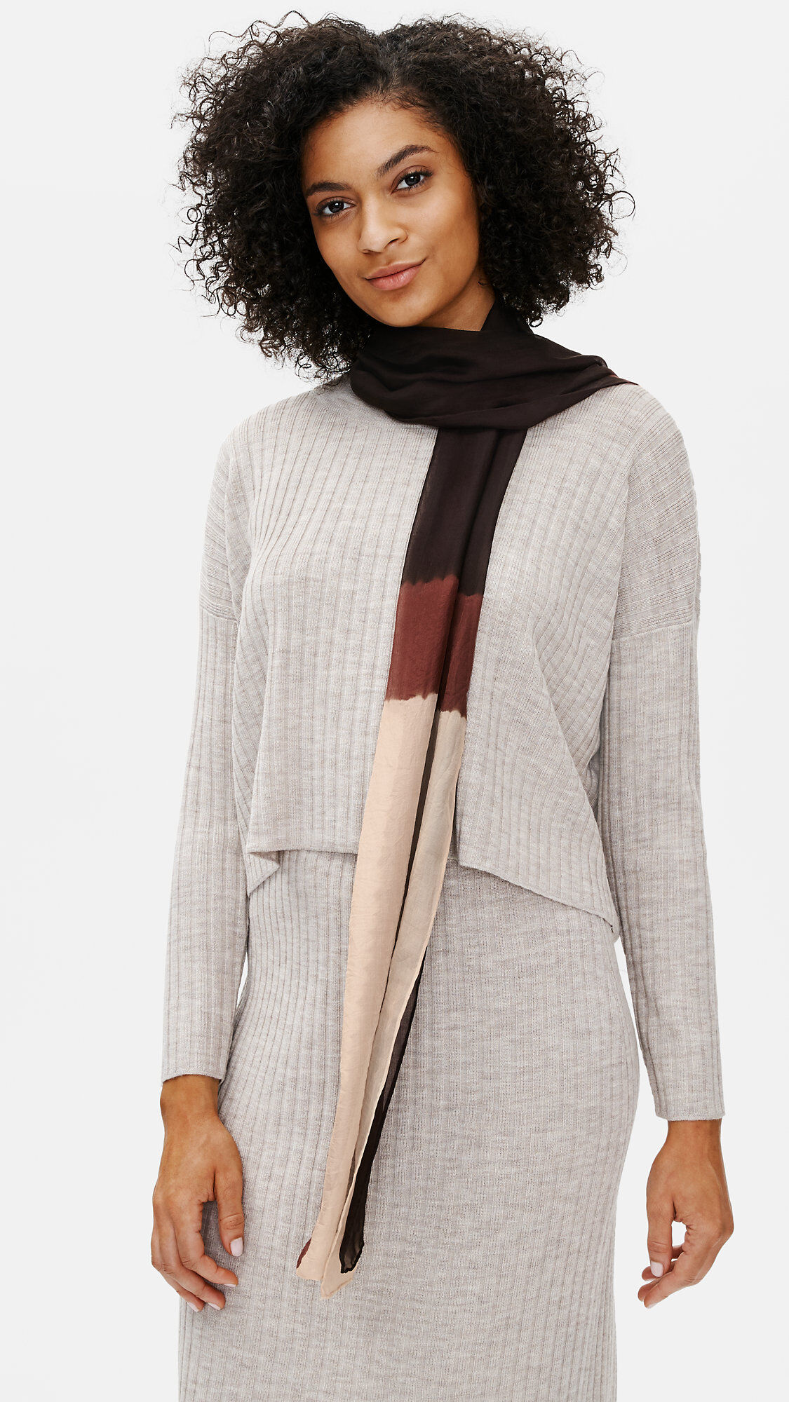 Sheer Silk Shibori Blocks Scarf