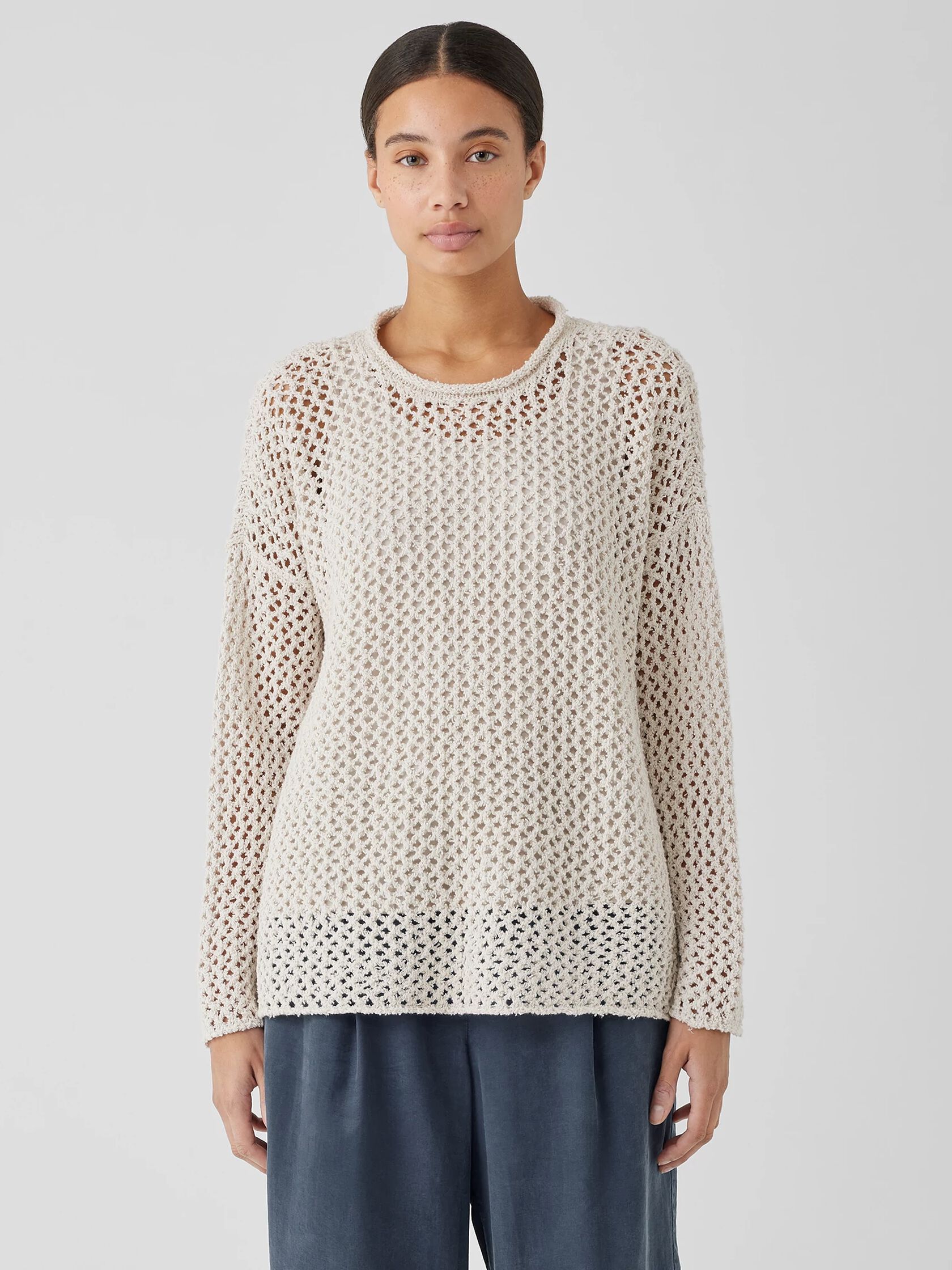 Peruvian Organic Cotton Boucle Crew Neck Top