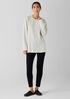 Textured Stretch Rib Round Neck Long-Sleeve Top