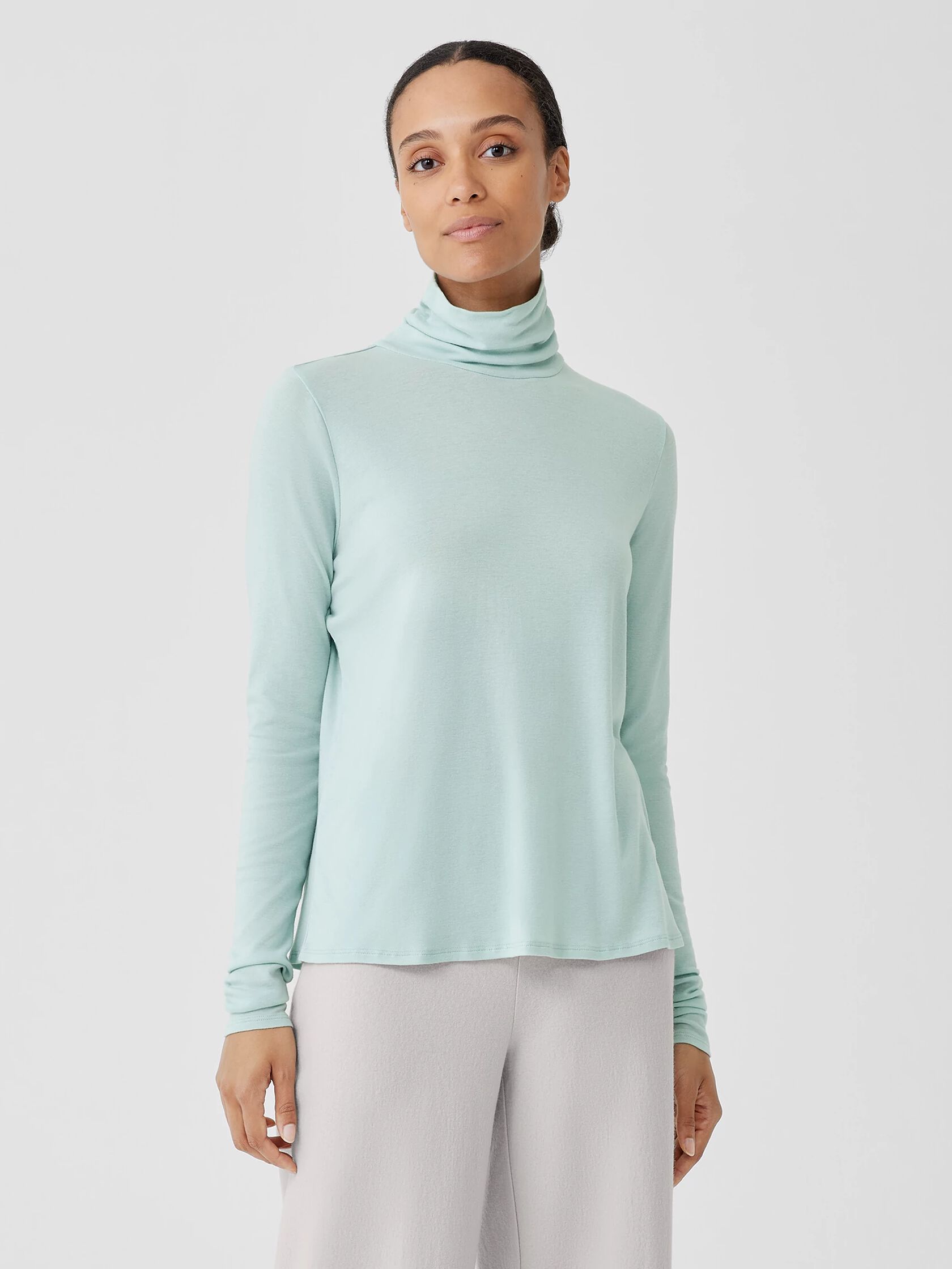 Pima Cotton Blend Turtleneck Top