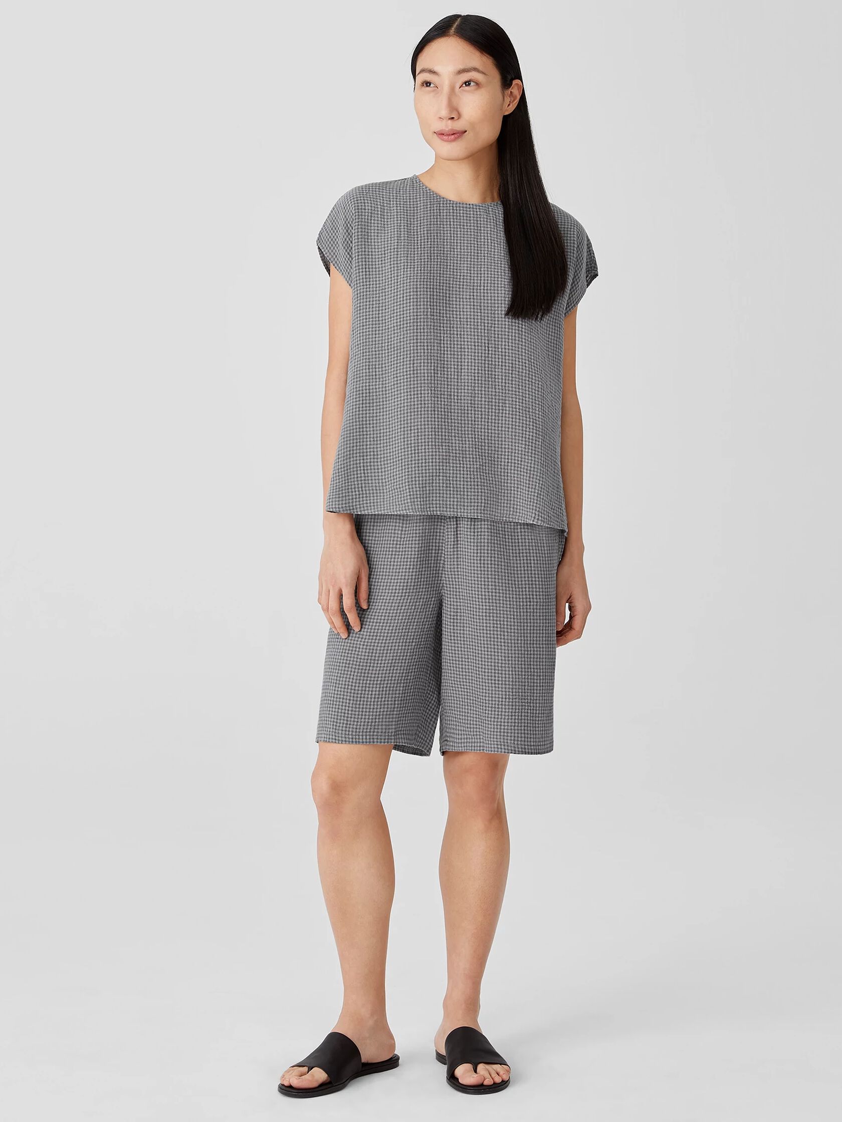Puckered Organic Linen Square Top | EILEEN FISHER