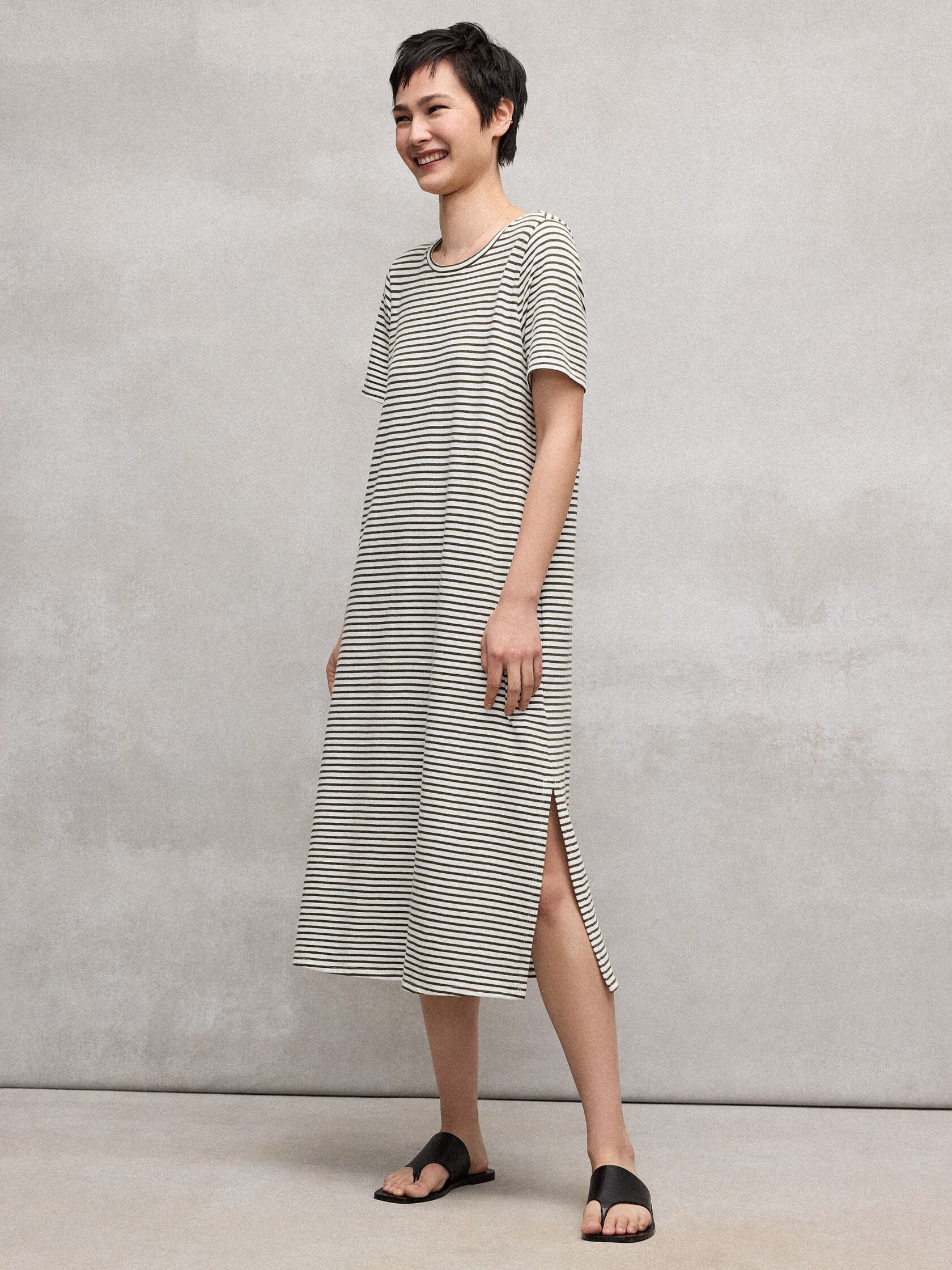 Striped Organic Cotton Slub Tee Dress
