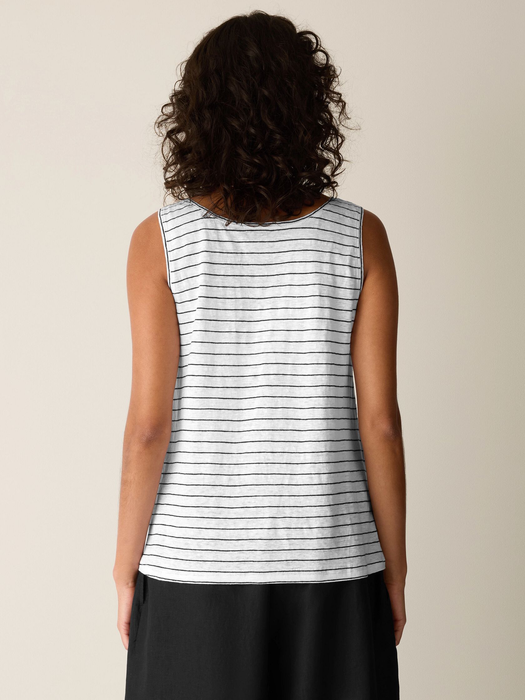 Organic Linen Jersey Stripe Scoop Neck Tank