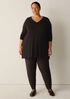 Fine Stretch Jersey Knit V-Neck Long Top