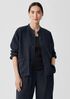 Puckered Organic Linen Band Collar Shirt Jacket