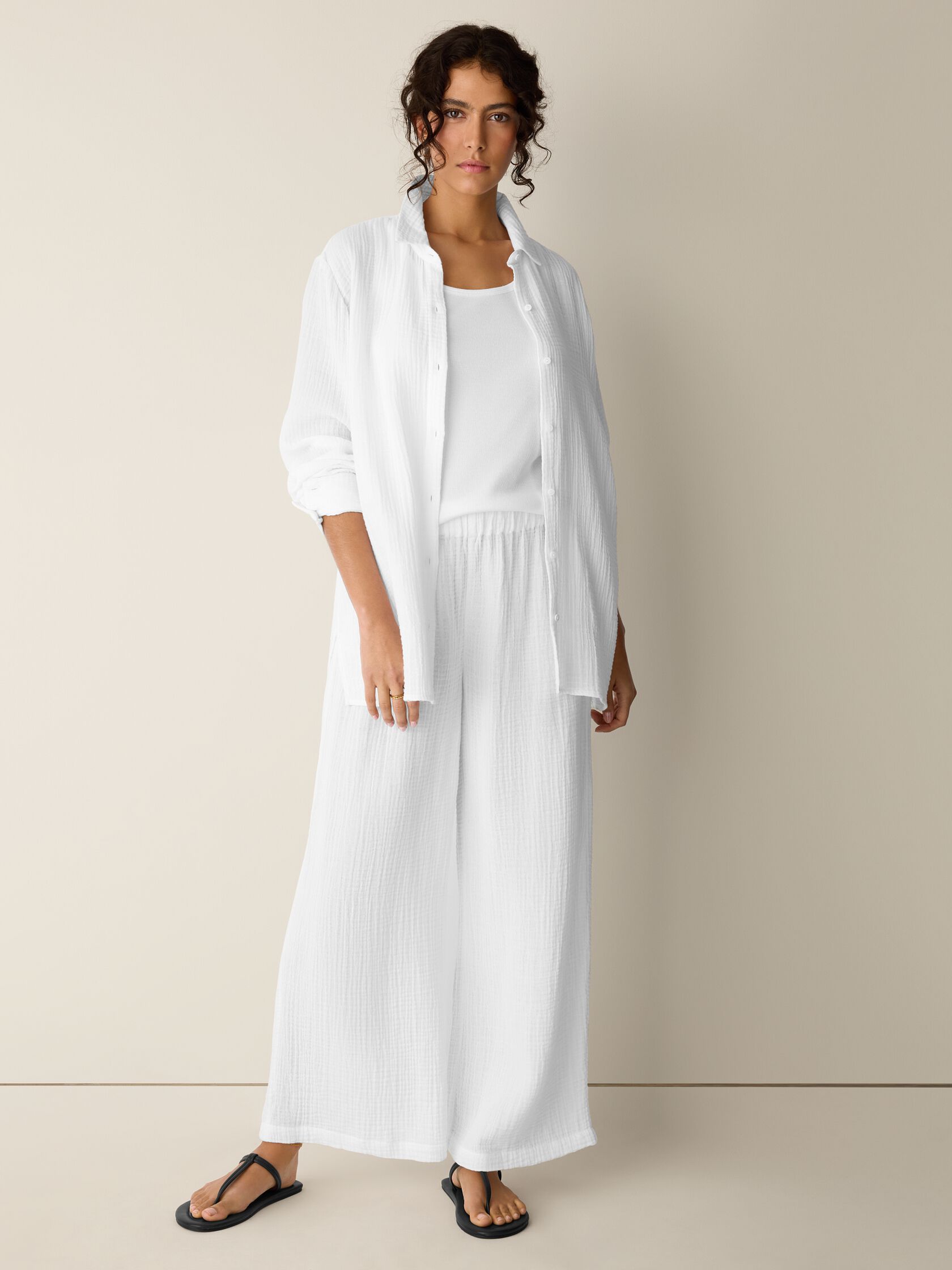 Organic Cotton Lofty Gauze Wide-Leg Pant