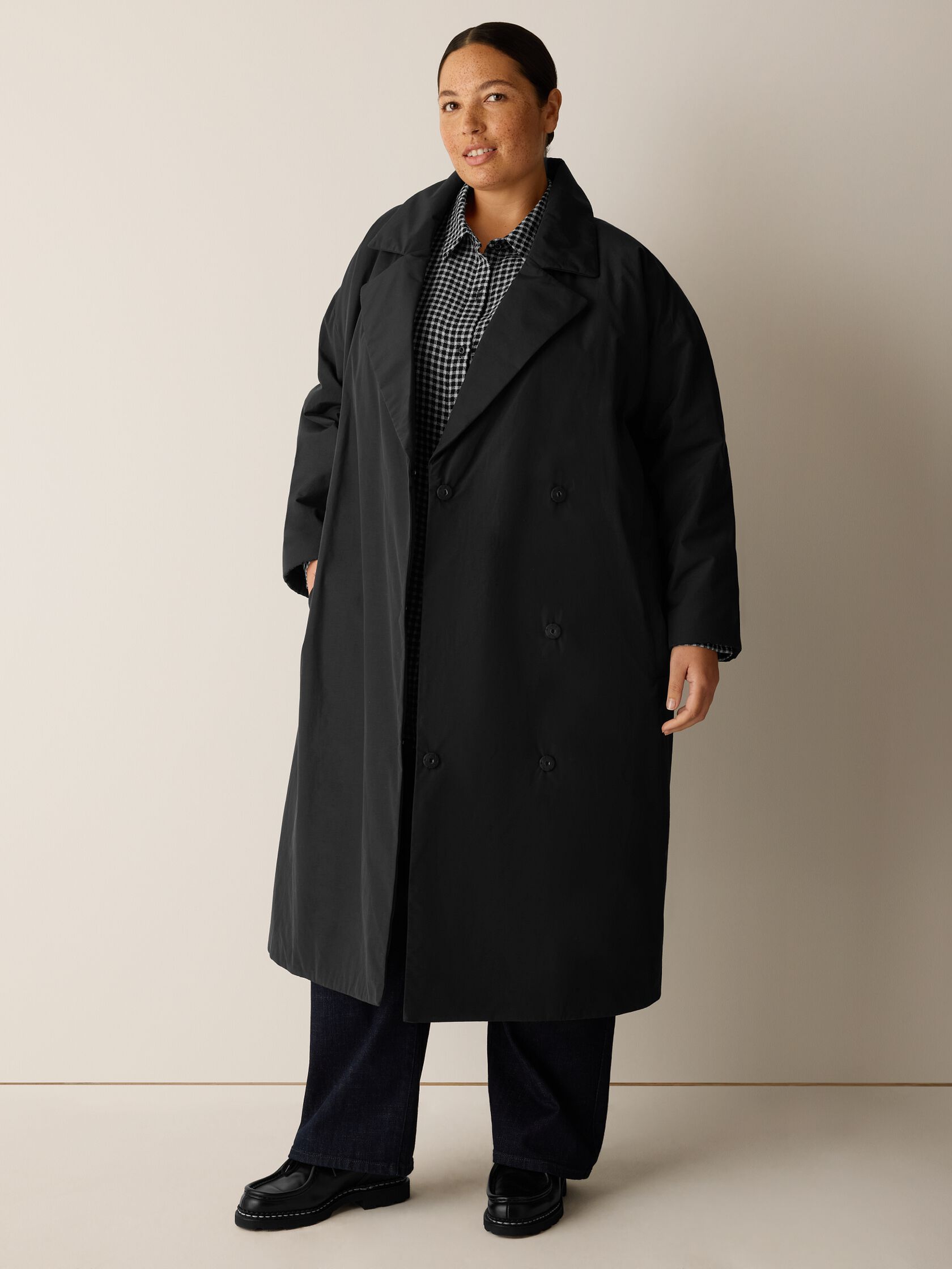 Light Cotton Nylon Drape Neck Coat