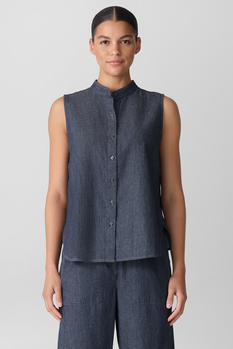 Airy Organic Cotton Twill Sleeveless Shirt Airy Organic Cotton Twill Sleeveless Shirt