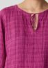 Puckered Organic Linen Plaid Keyhole Top