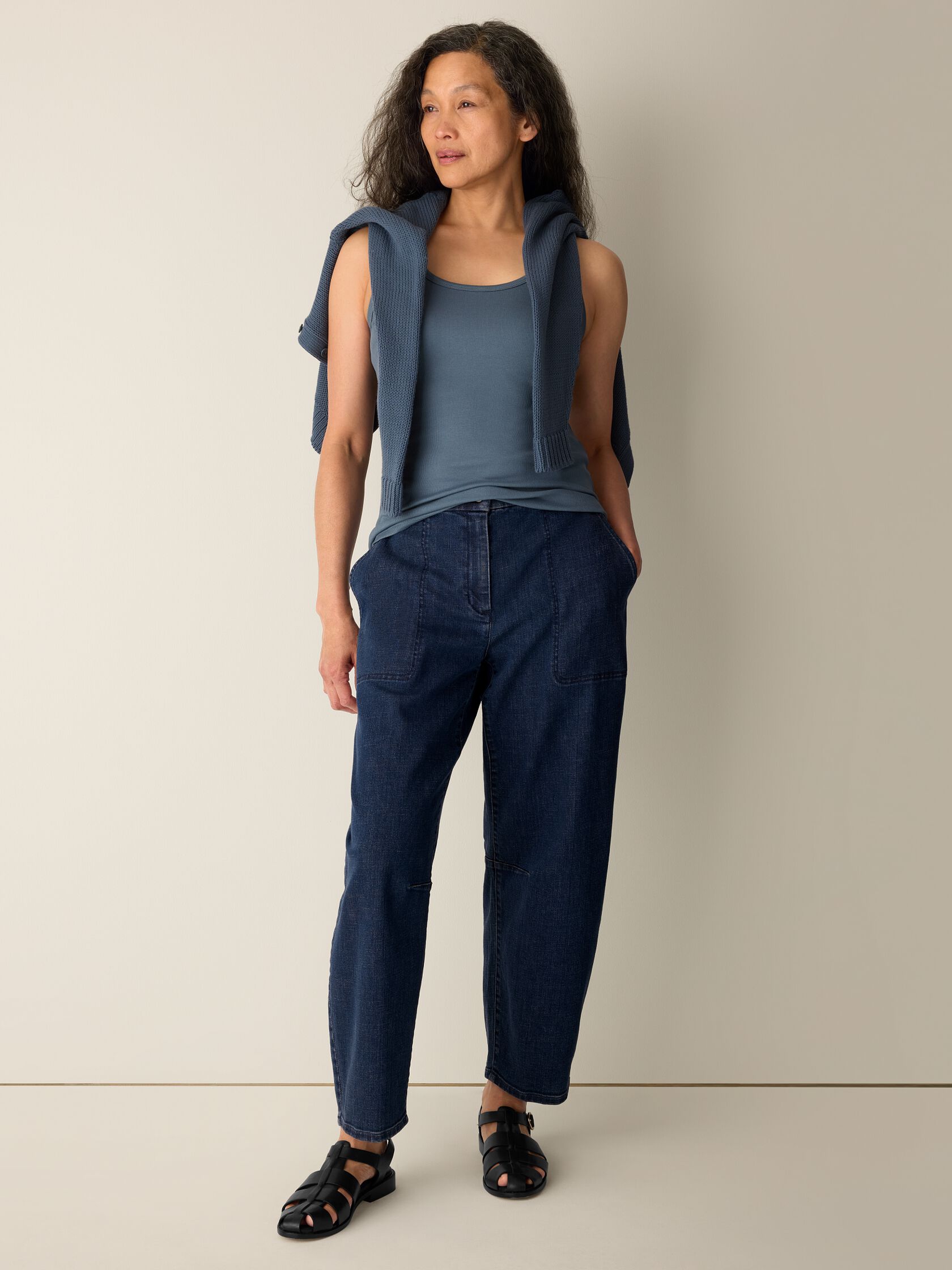 Organic Cotton Stretch Rib Scoop Neck Tank