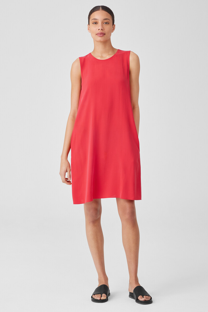 Silk Georgette Crepe Round Neck Dress Silk Georgette Crepe Round Neck Dress