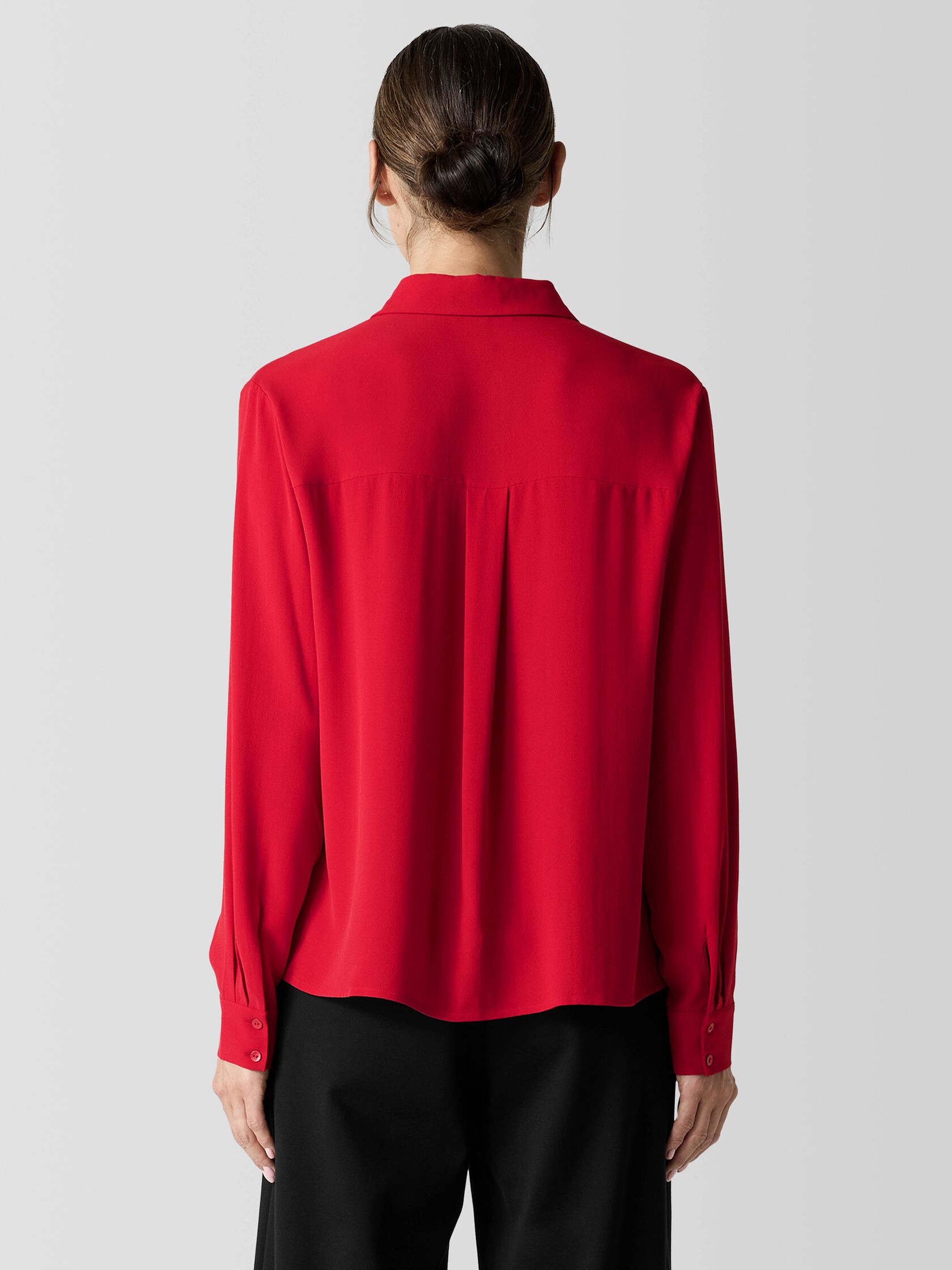 Silk Georgette Crepe Classic Collar Shirt