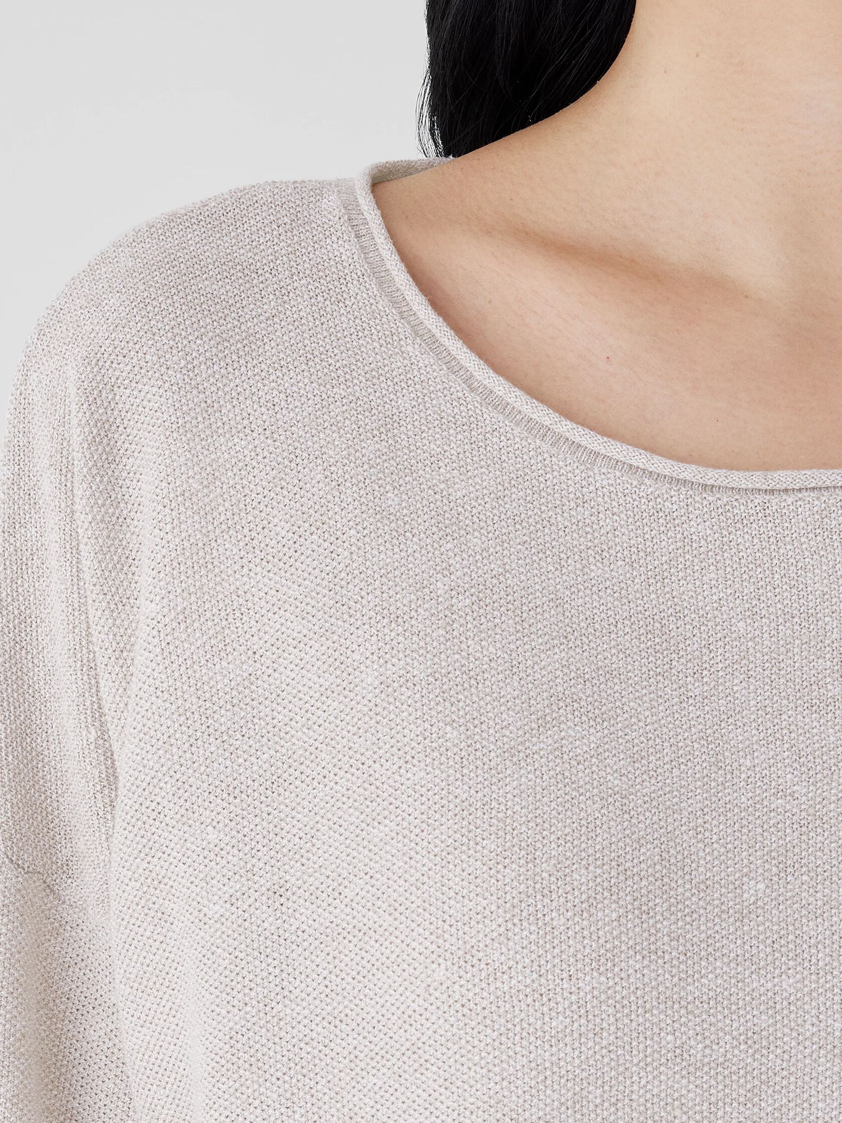 Organic Linen Cotton Jewel Neck Box-Top