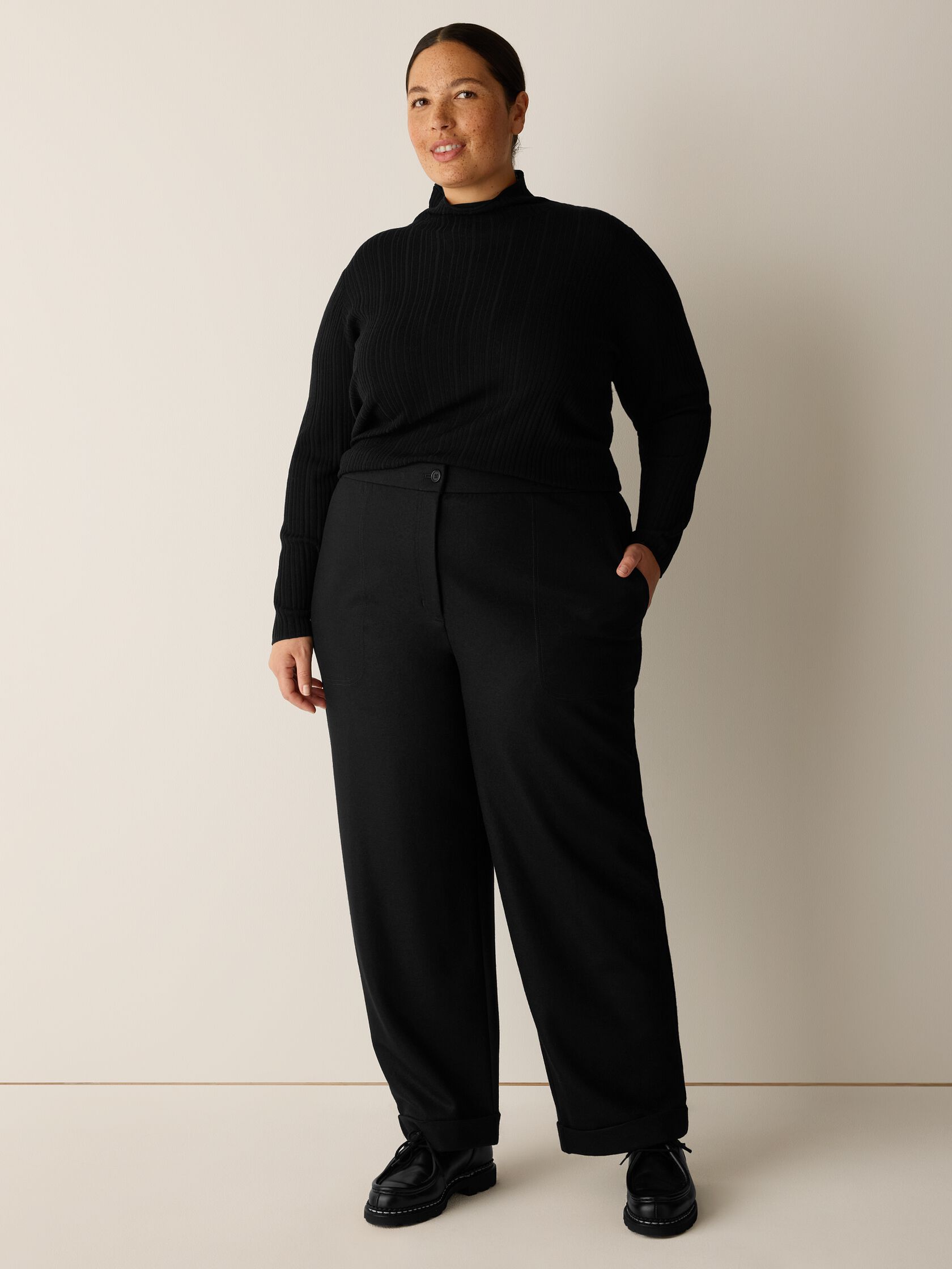 Superfine Merino Turtleneck Top in Regenerative Wool