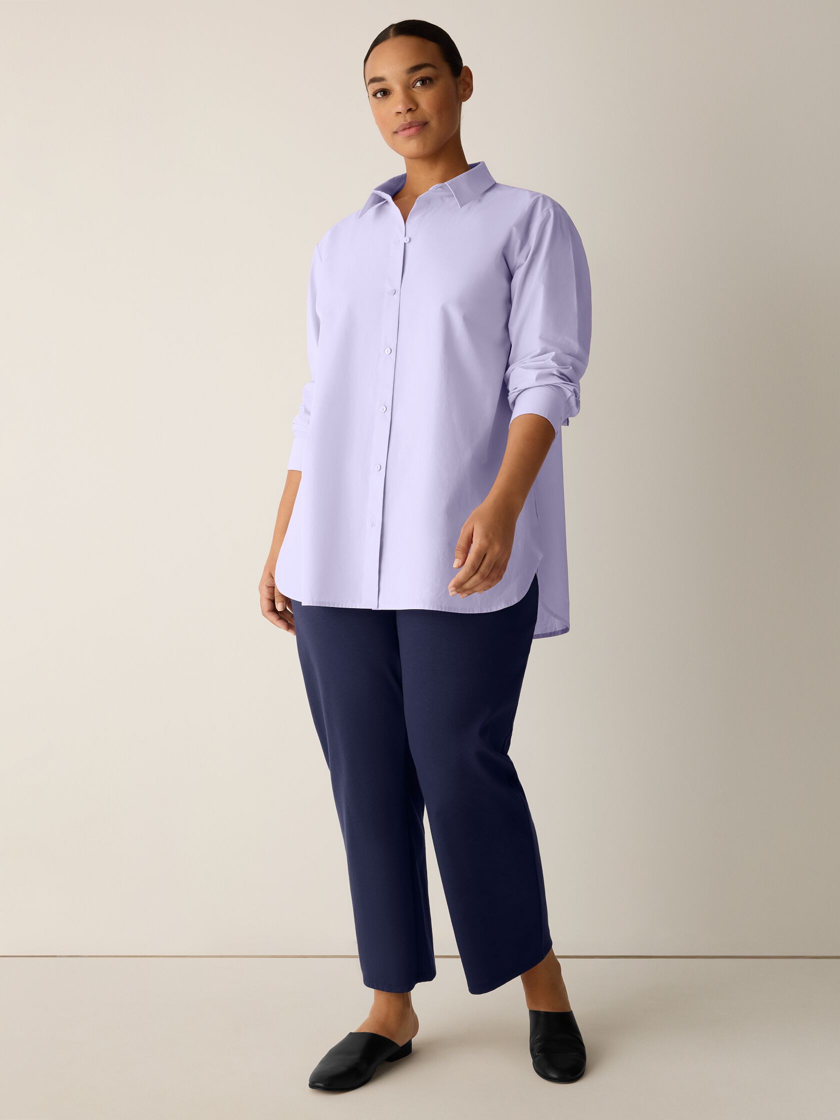 Cotton Blend Ponte Straight Pant