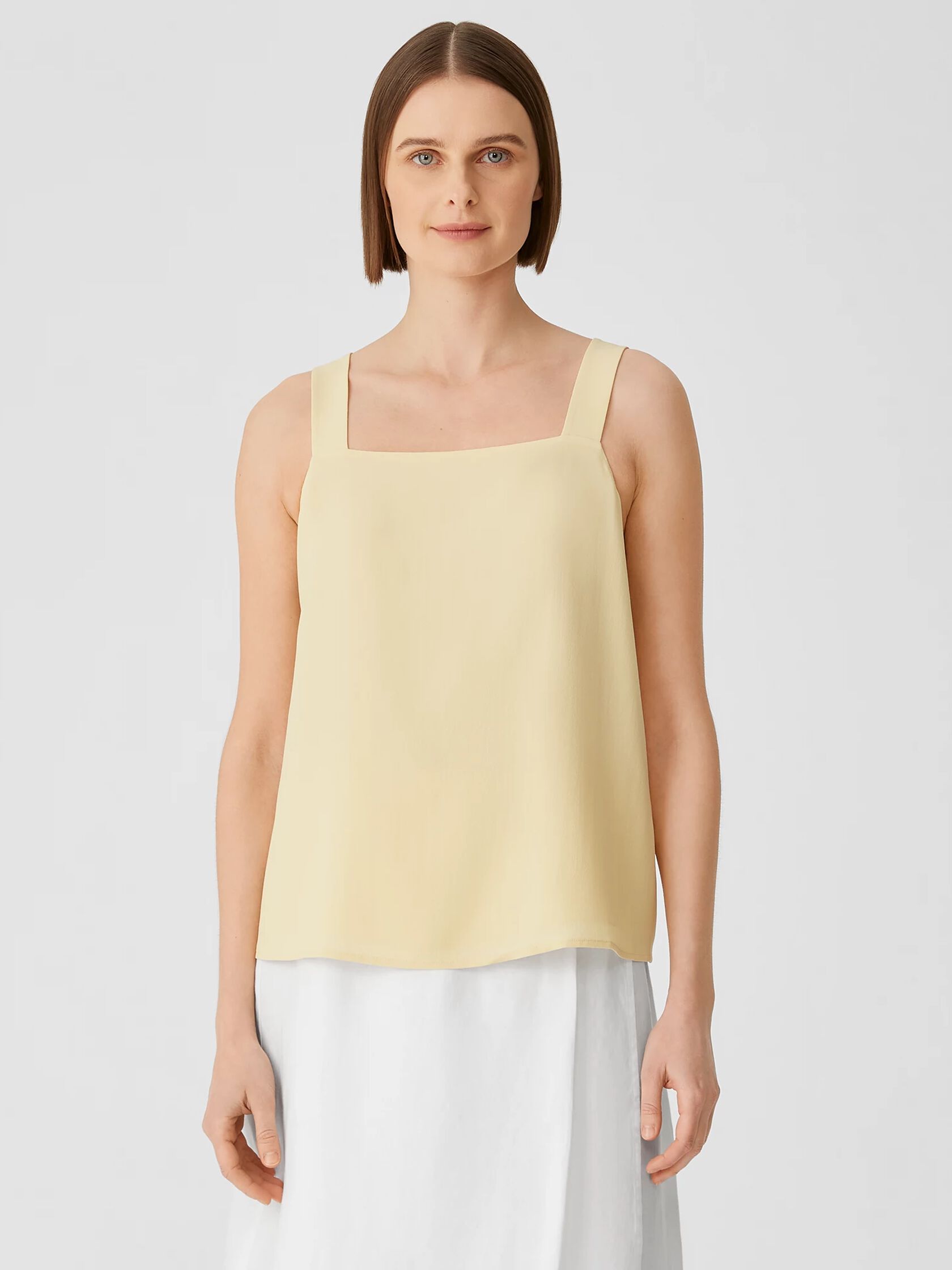 Silk Georgette Crepe Square Neck Tank