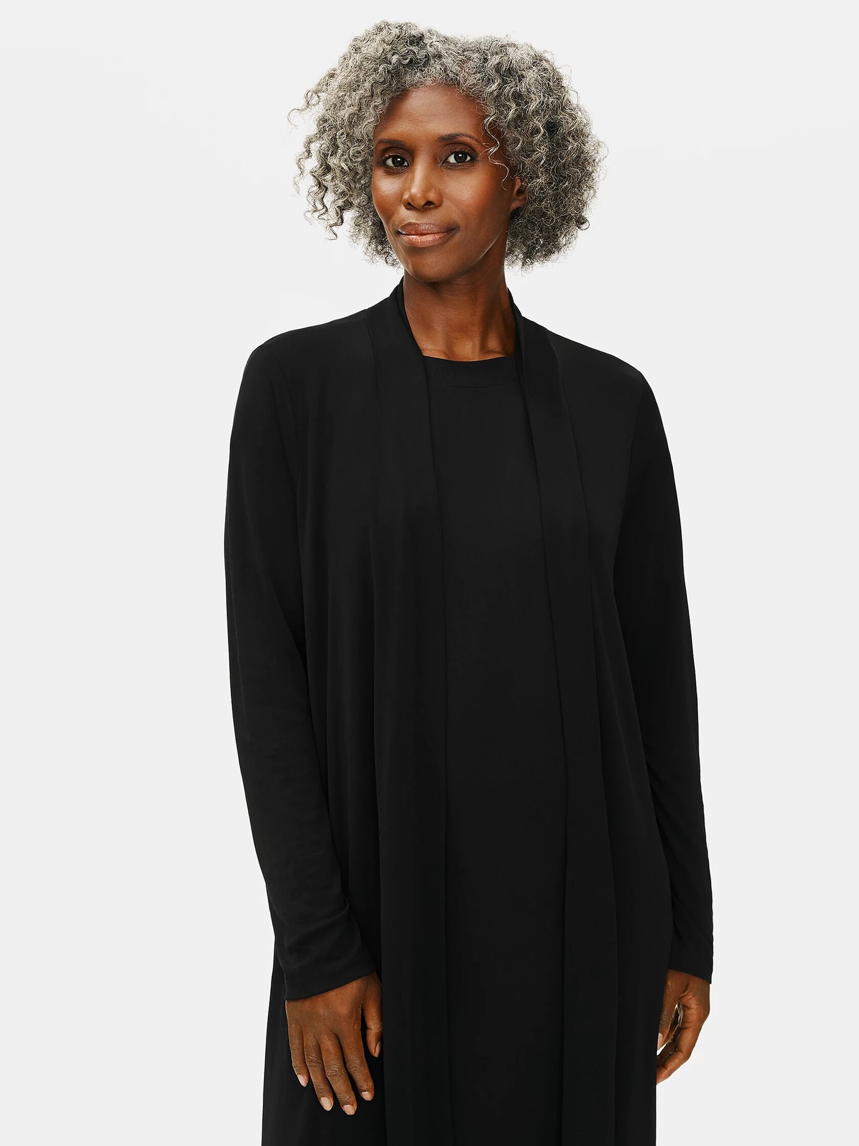 Stretch Silk Jersey High Collar Jacket