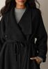 Lightweight Boiled Wool Drape Neck Coat in Regenerative Wool