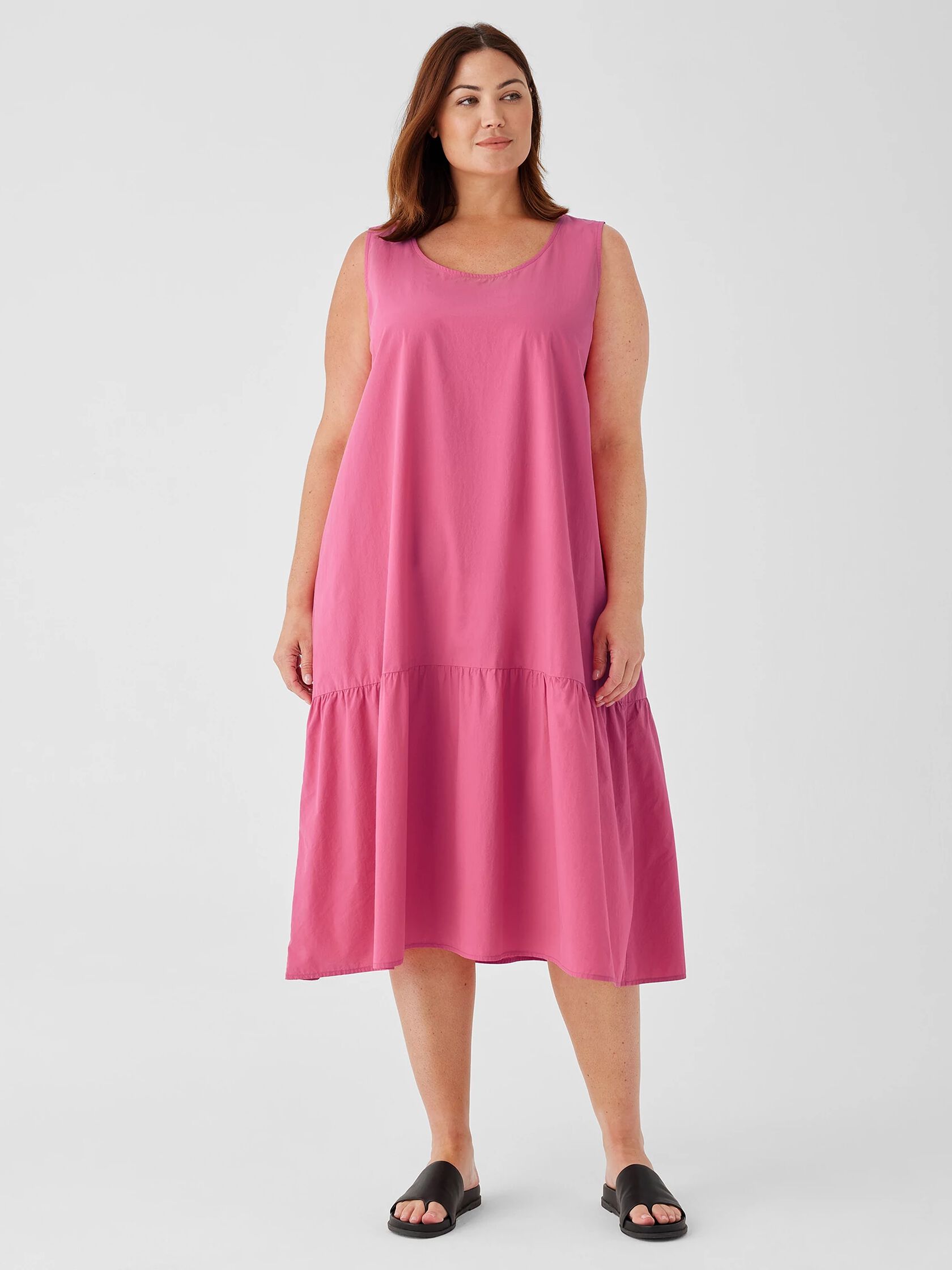 Washed Organic Cotton Poplin Tiered Dress