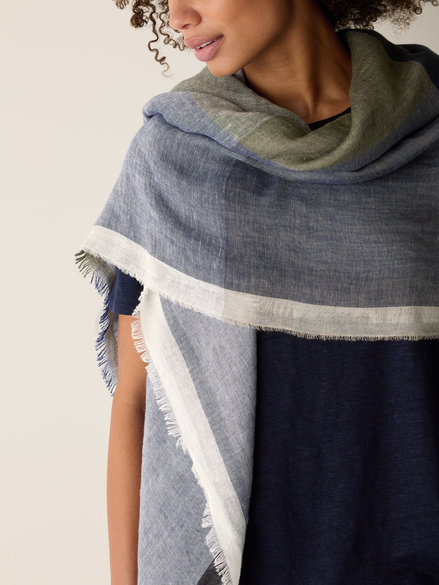 Organic Linen Cotton Check Scarf