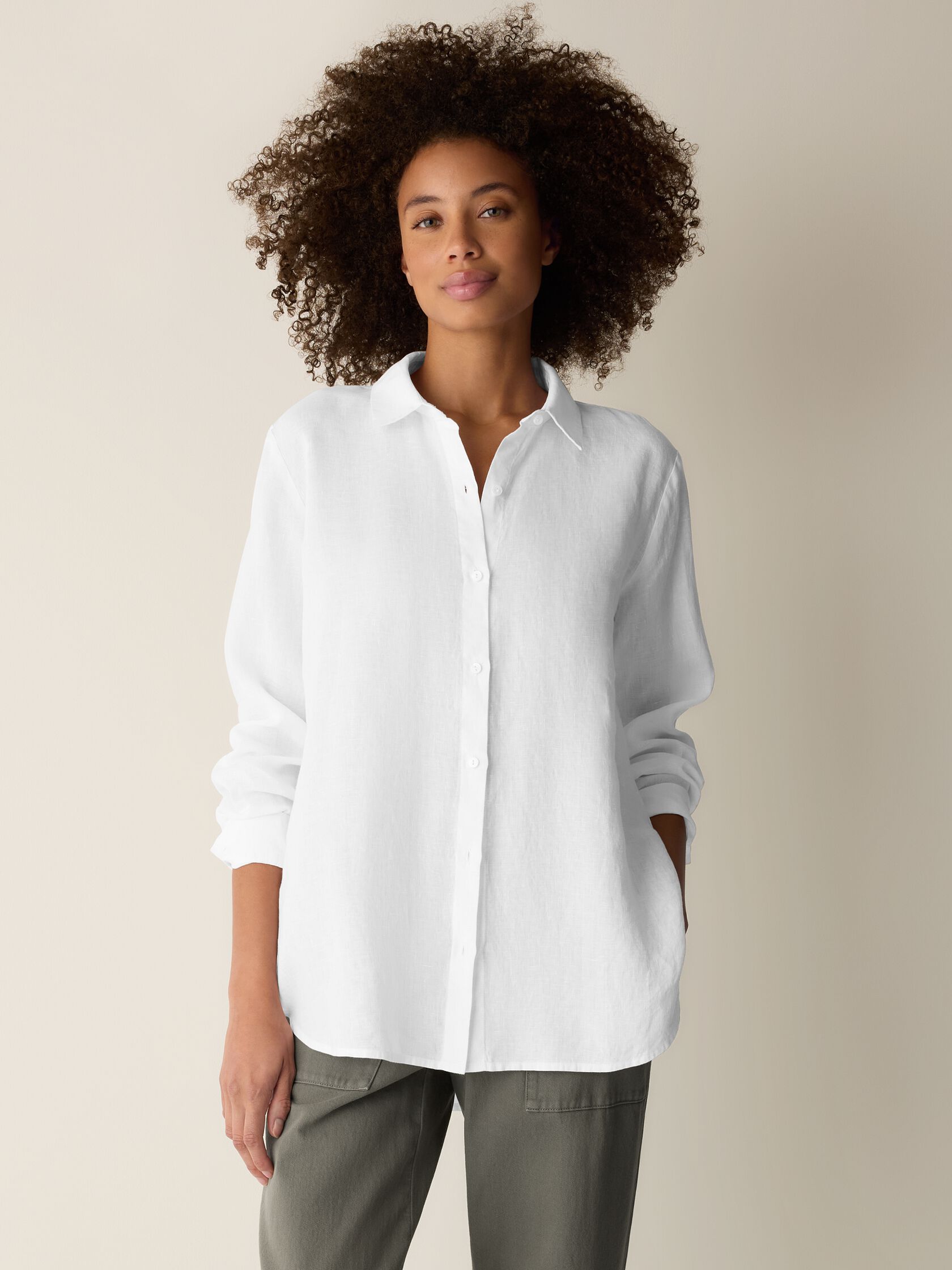 Organic Handkerchief Linen Classic Collar Shirt