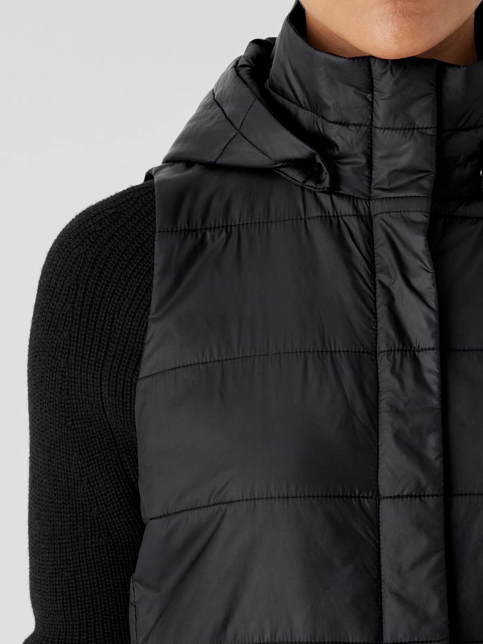 Eggshell Recycled Nylon Vest with Removable Hood