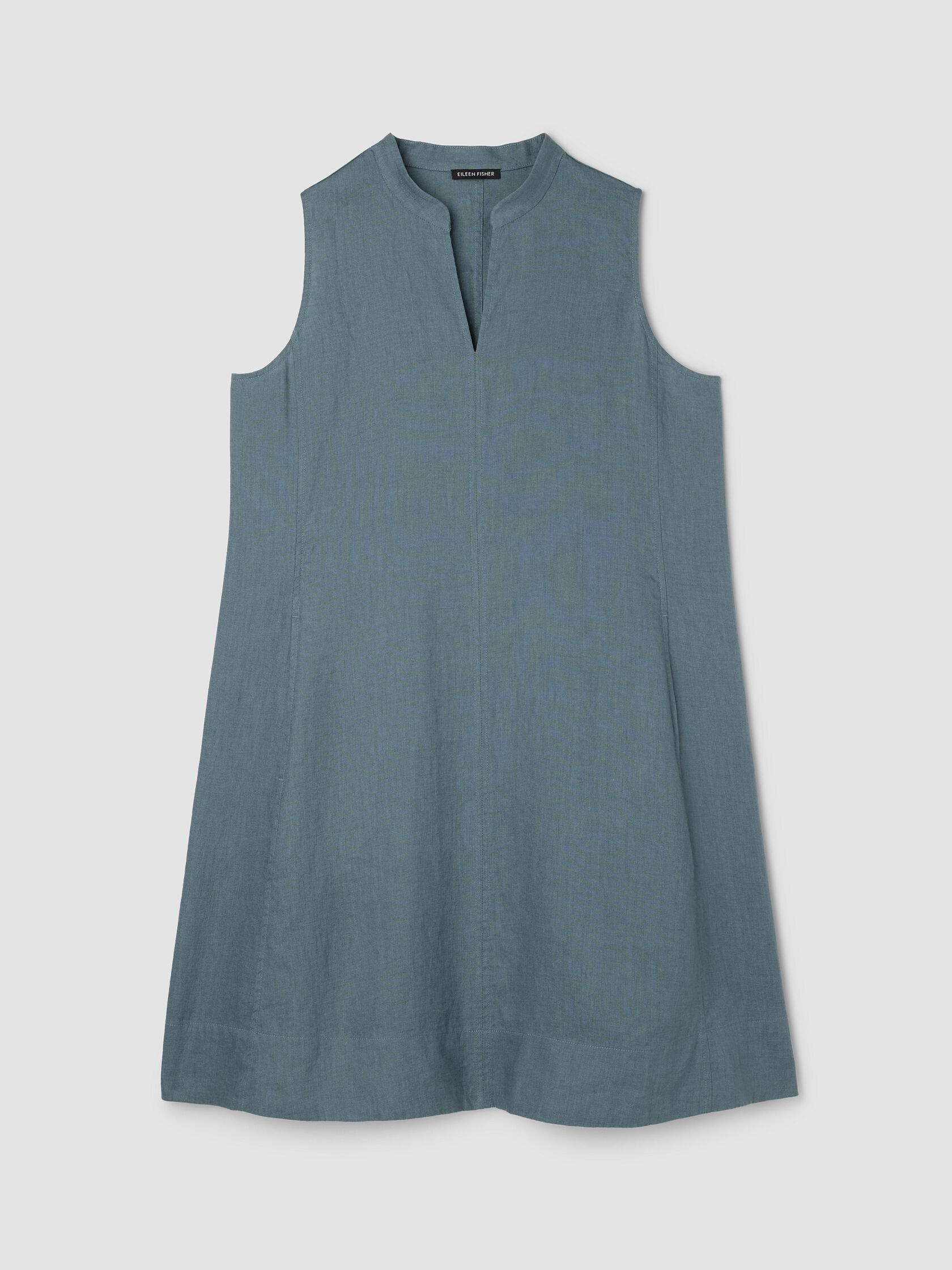 Organic Linen Split Neck Dress