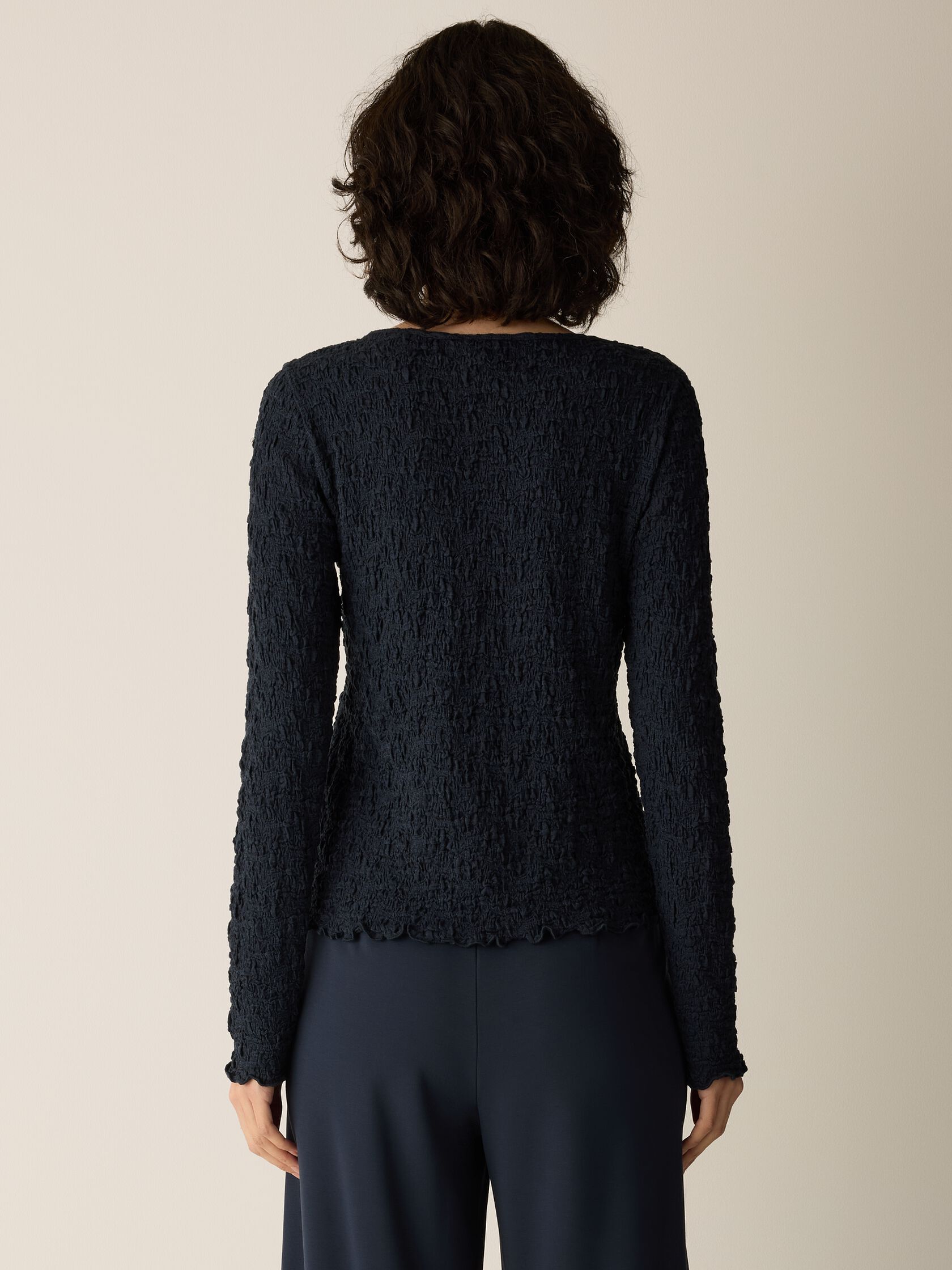 Bubble Jacquard Round Neck Top