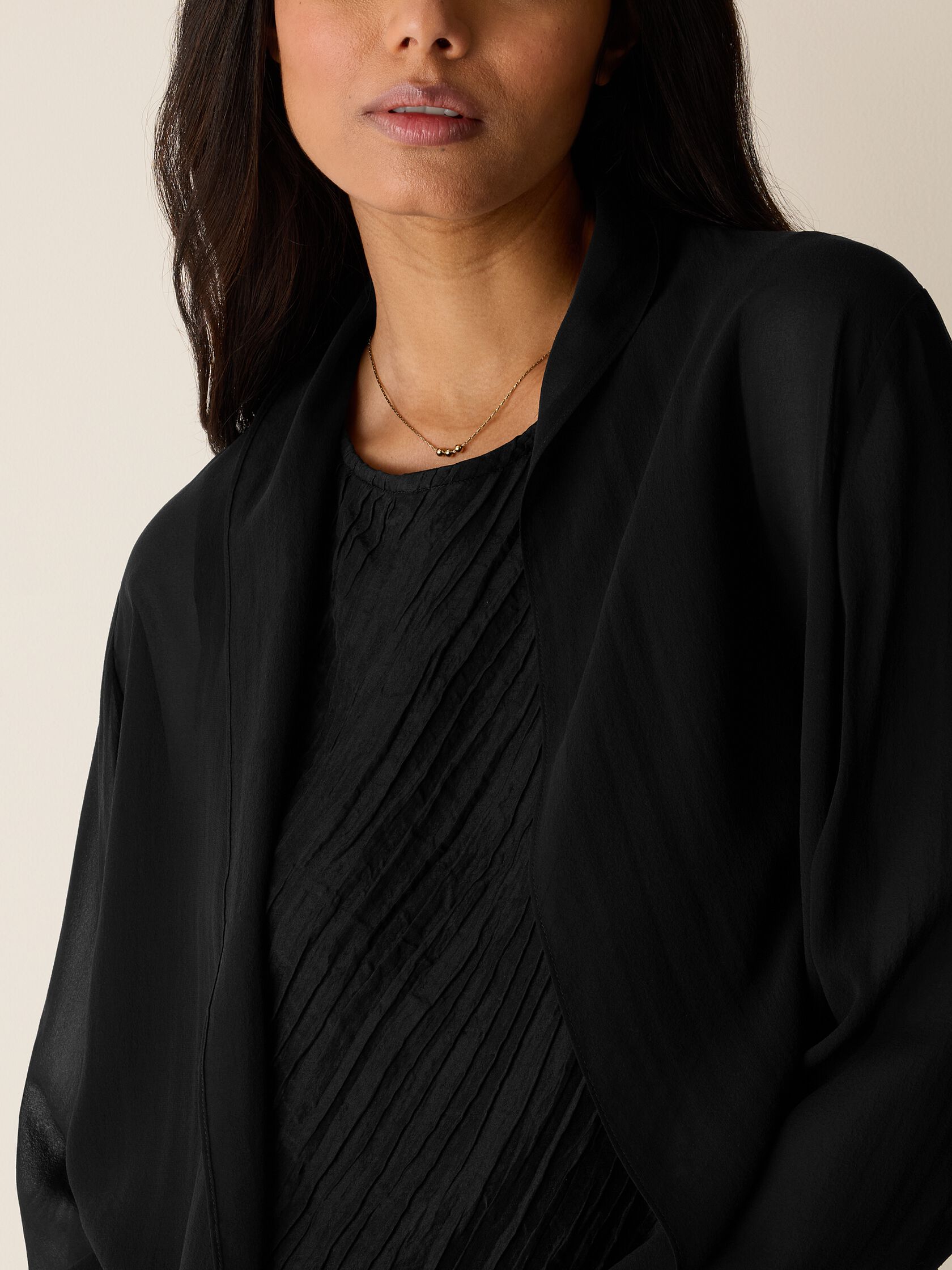 Sheer Silk Georgette High Collar Jacket