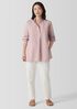 Washed Organic Cotton Poplin Stand Collar Top