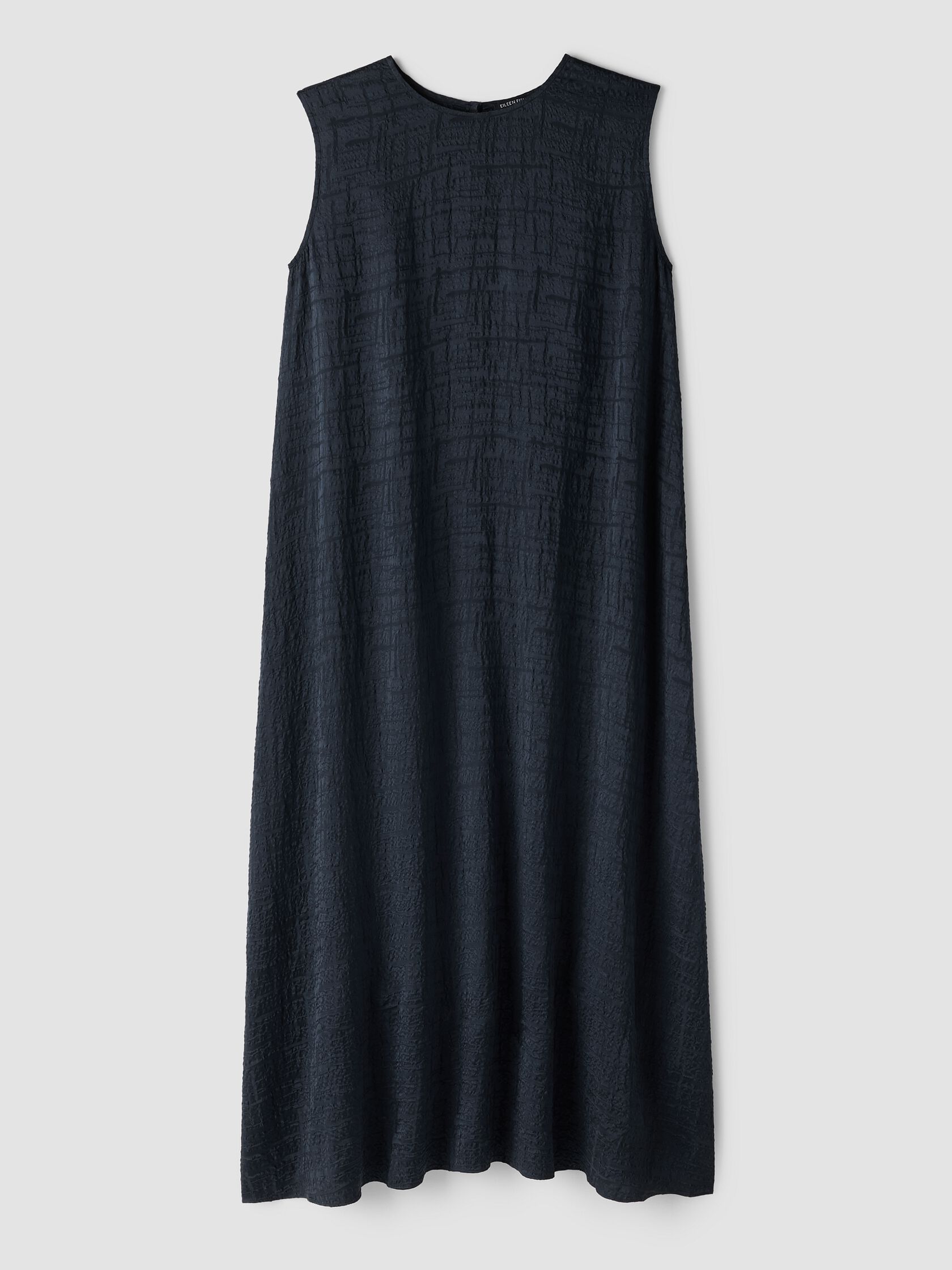 Dimensional Silk Jacquard Round Neck Dress