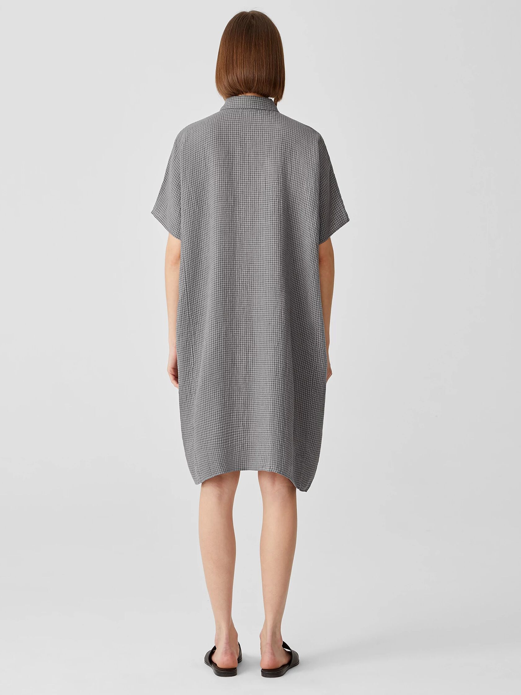 Puckered Organic Linen Shirtdress