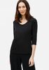 Organic Cotton Interlock Rounded V-Neck Top