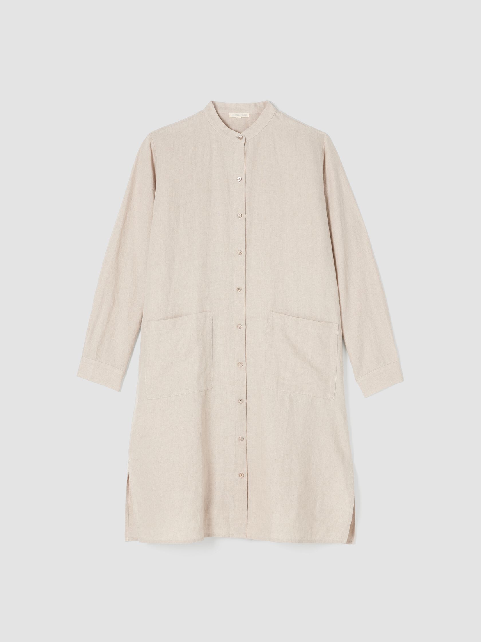 Organic Linen Mandarin Collar Dress