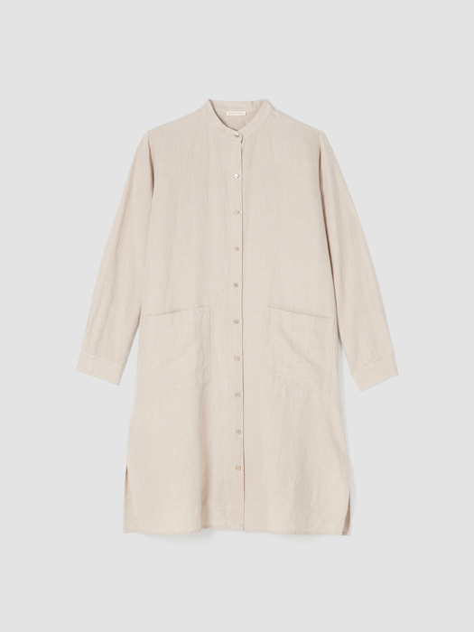 Organic Linen Mandarin Collar Dress