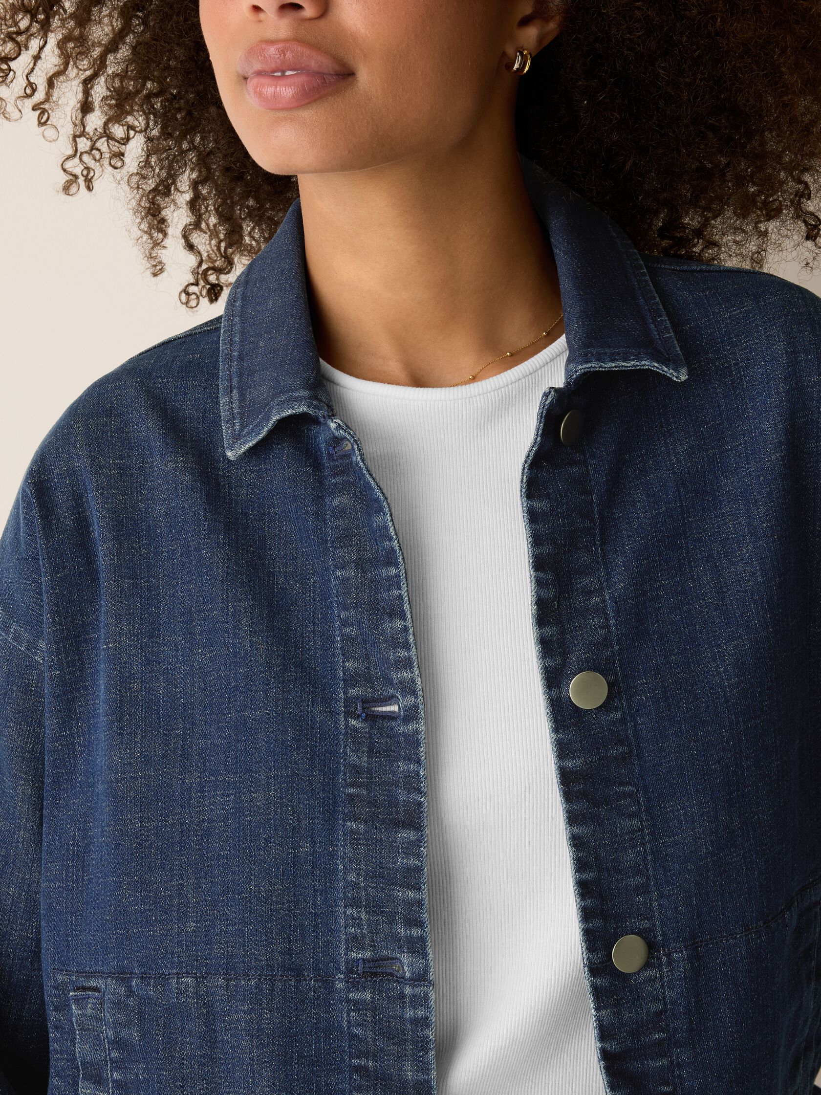 Cotton Stretch Denim Classic Collar Jacket
