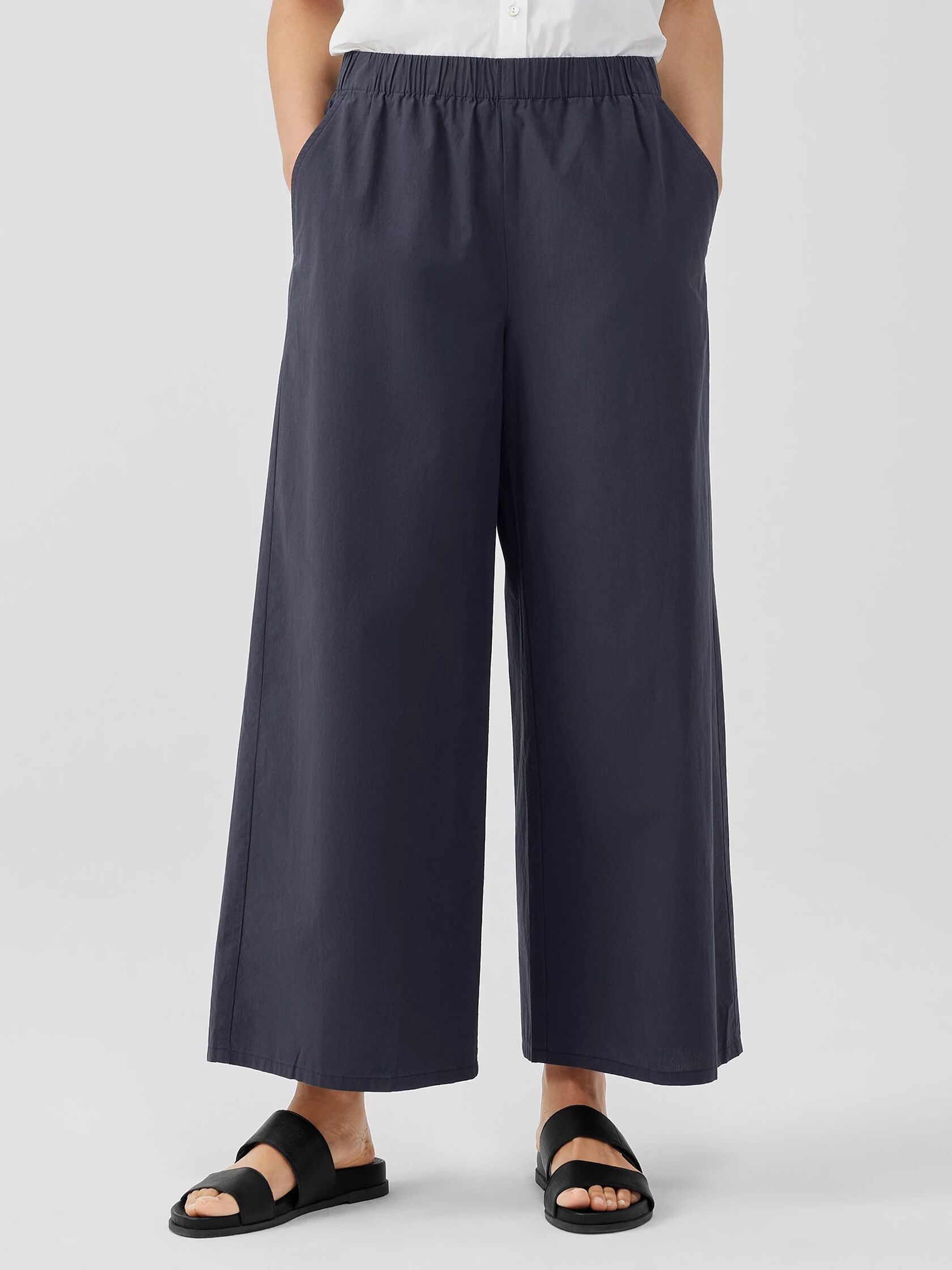 Washed Organic Cotton Poplin Wide-Leg Pant