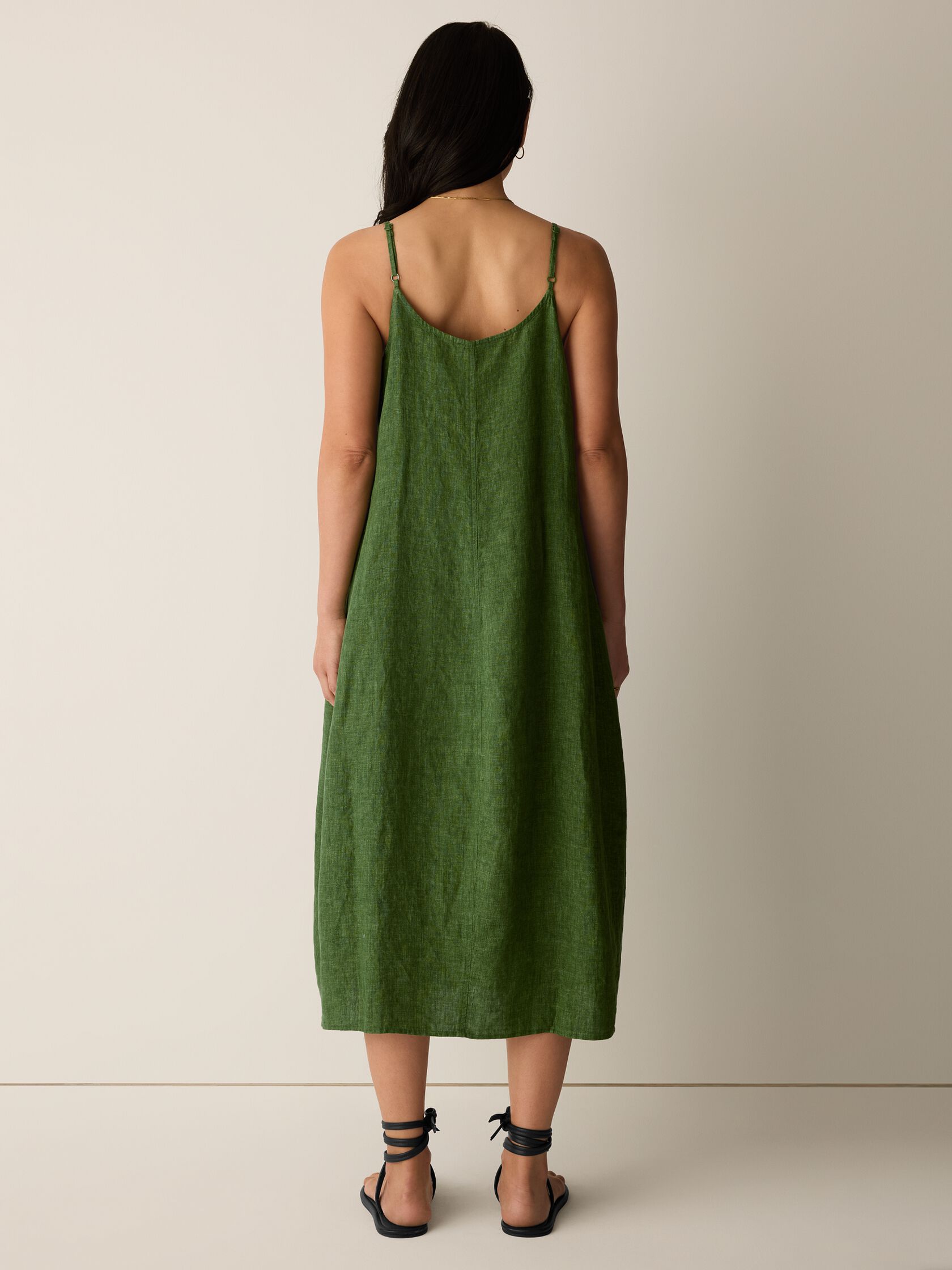 Washed Organic Linen D&eacute;lav&eacute; Lantern Dress