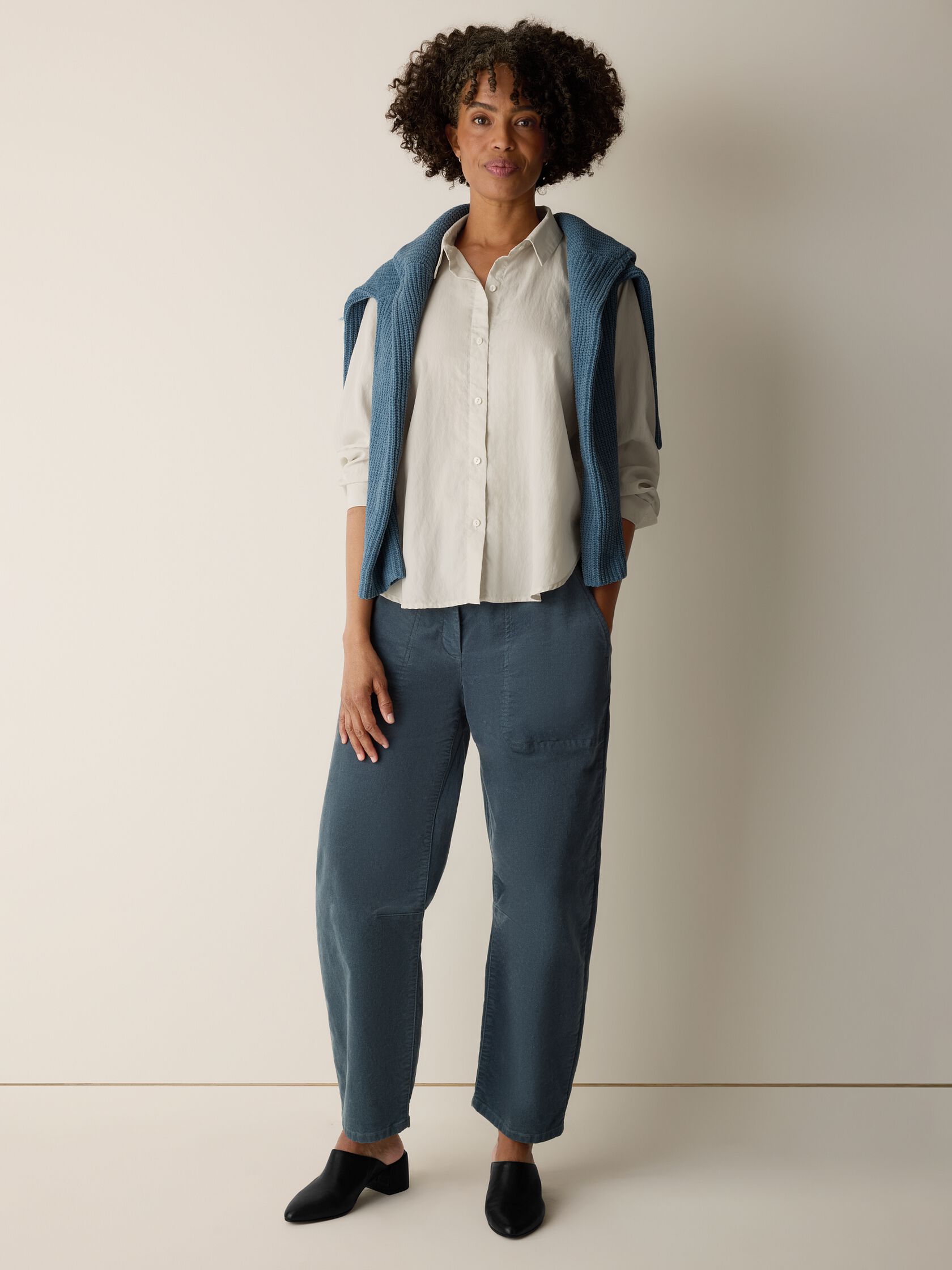 Airy Woven Shirting Classic Collar Shirt