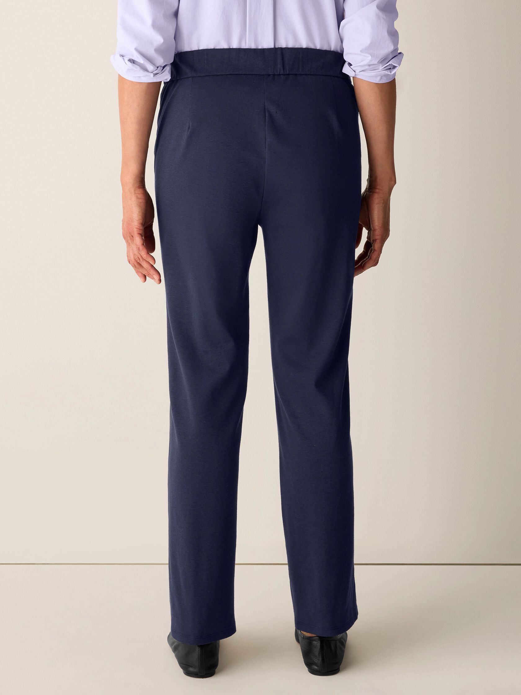 Cotton Blend Ponte Straight Pant