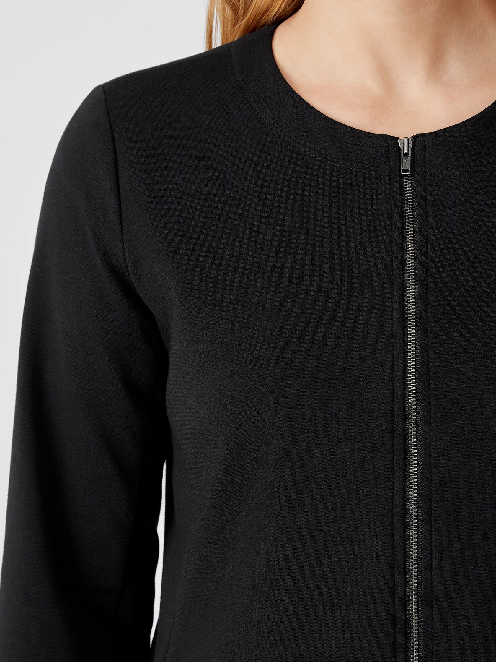 Organic Cotton Ponte Zip-Front Jacket