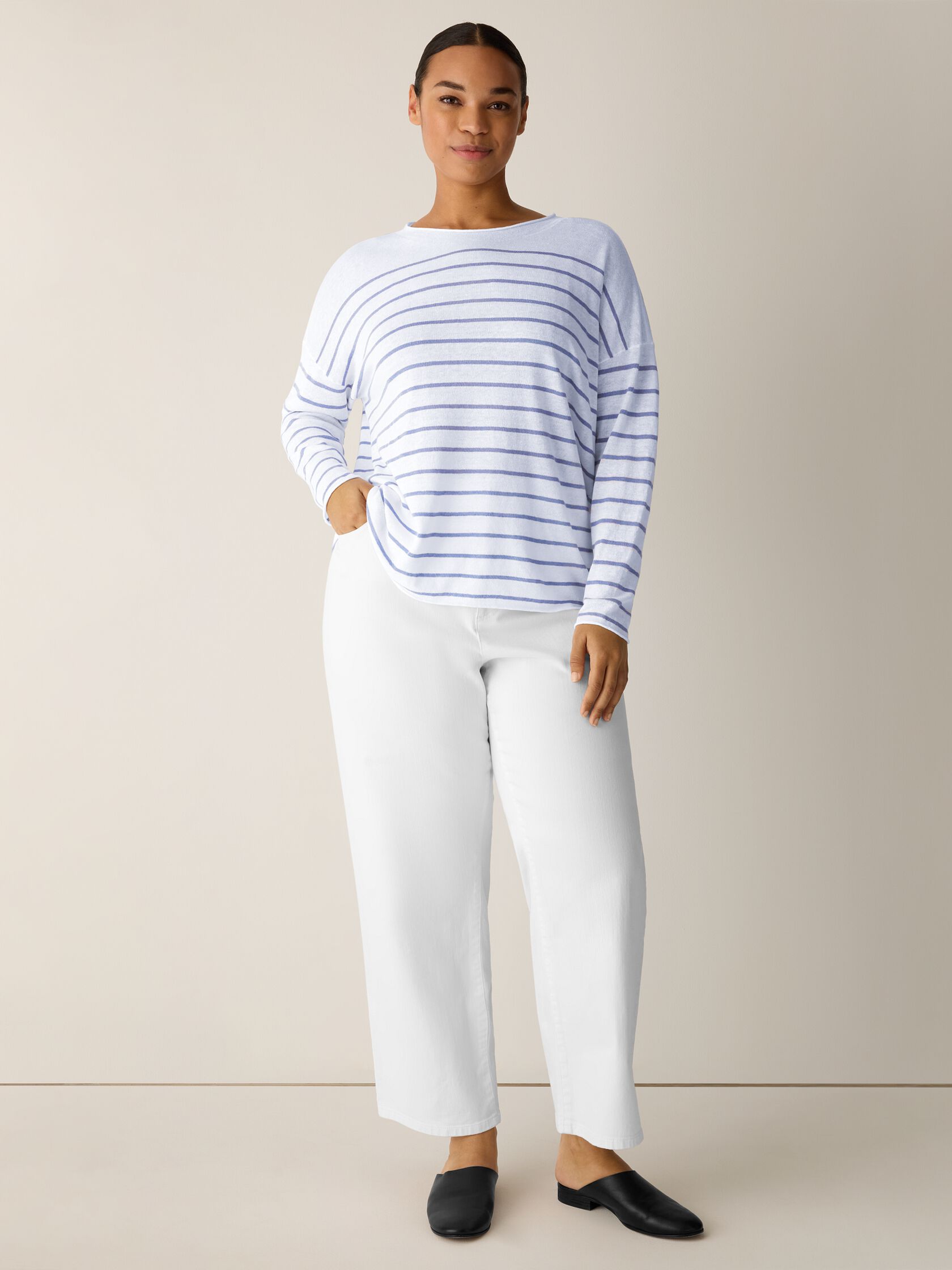 Organic Linen Cotton Jewel Neck Top