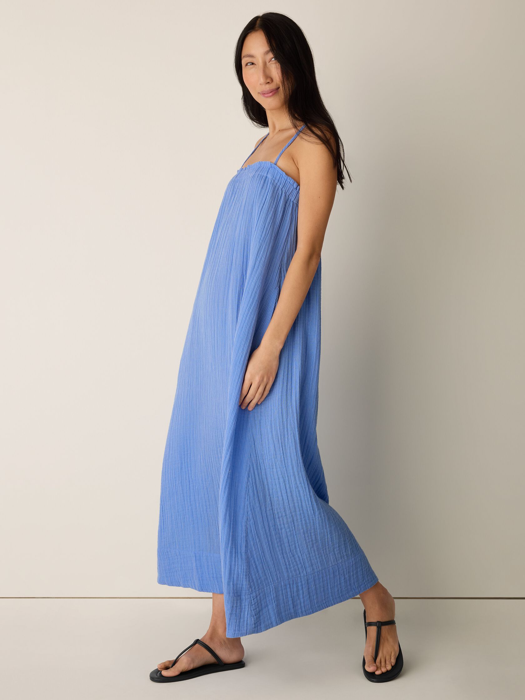 Striped Organic Cotton Gauze Cami Dress